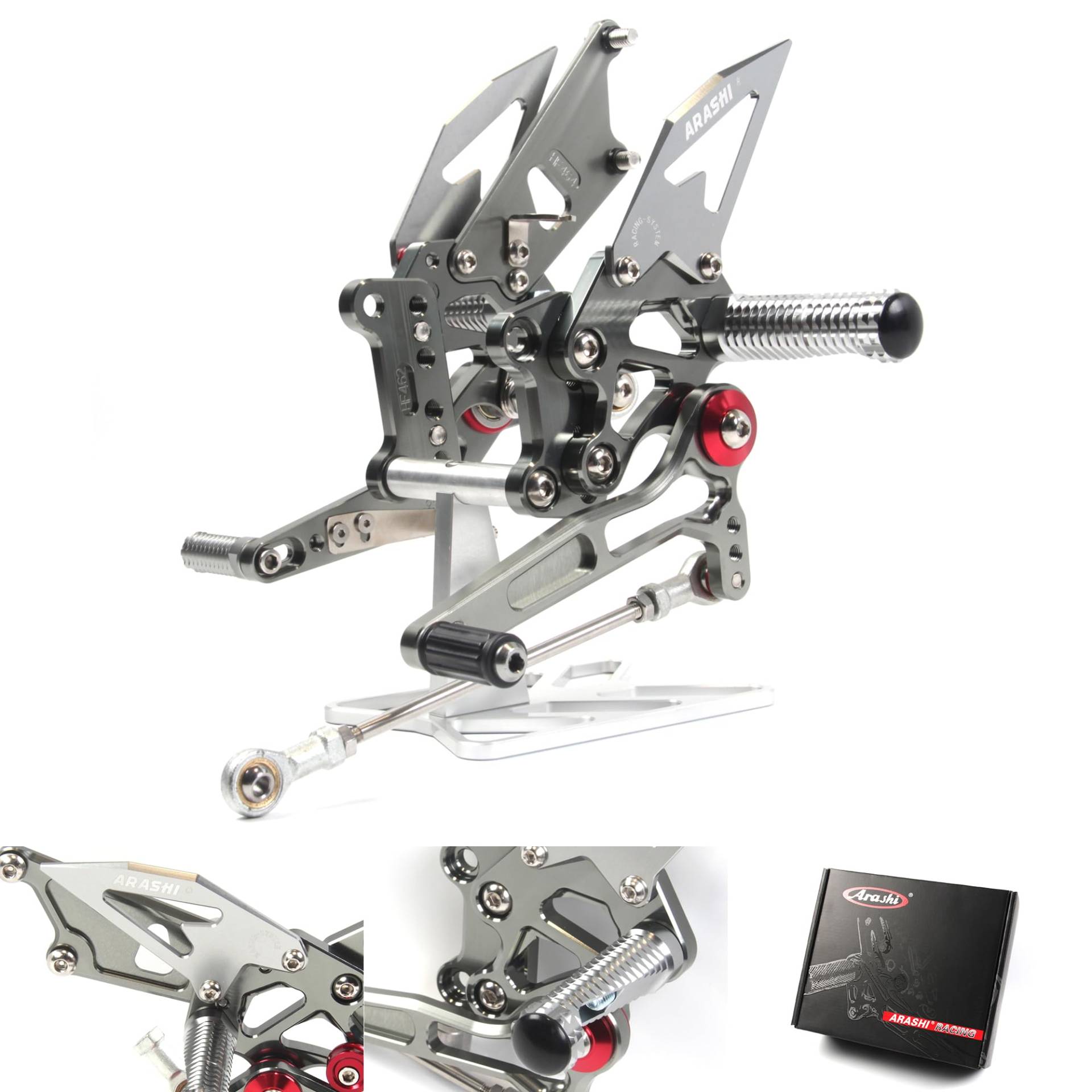 (Version 2.0) Verstellbare Fußrasten für Ninja 250R EX250J SE 2008-2012 Hintere Sets Fußrasten Fußrasten Fußrasten Fußbretter Zubehör Grau 2009 2010 2011 von ArashiMoto