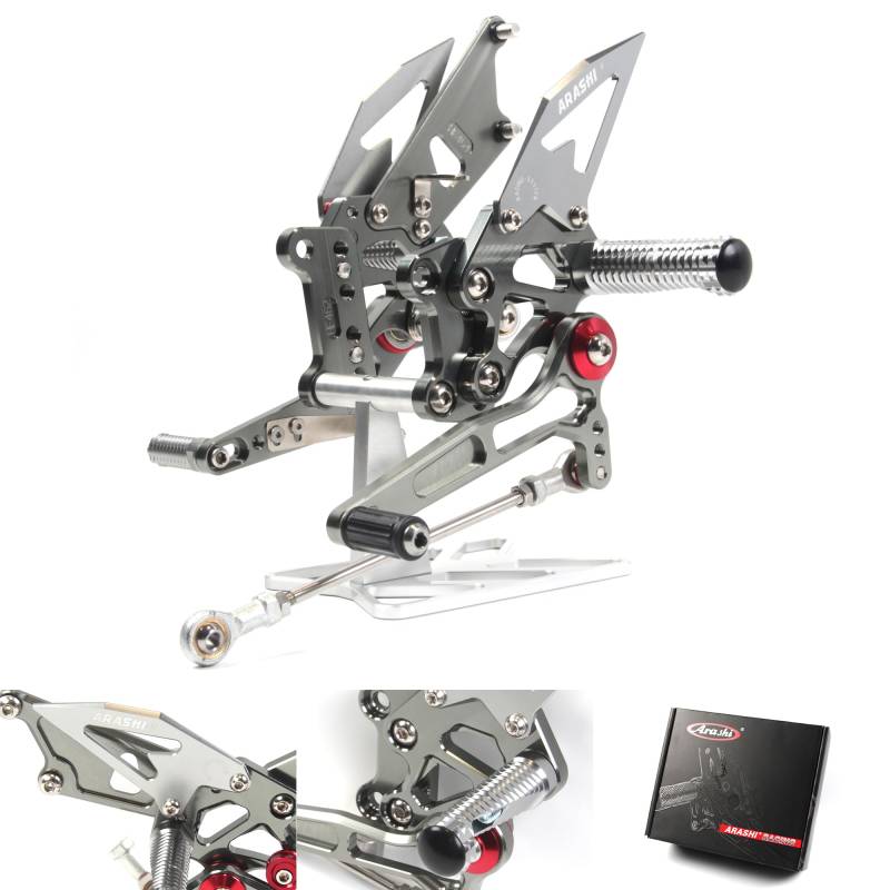 (Version 2.0) Verstellbare Fußrasten für Ninja 250R EX250J SE 2008-2012 Hintere Sets Fußrasten Fußrasten Fußrasten Fußbretter Zubehör Grau 2009 2010 2011 von ArashiMoto