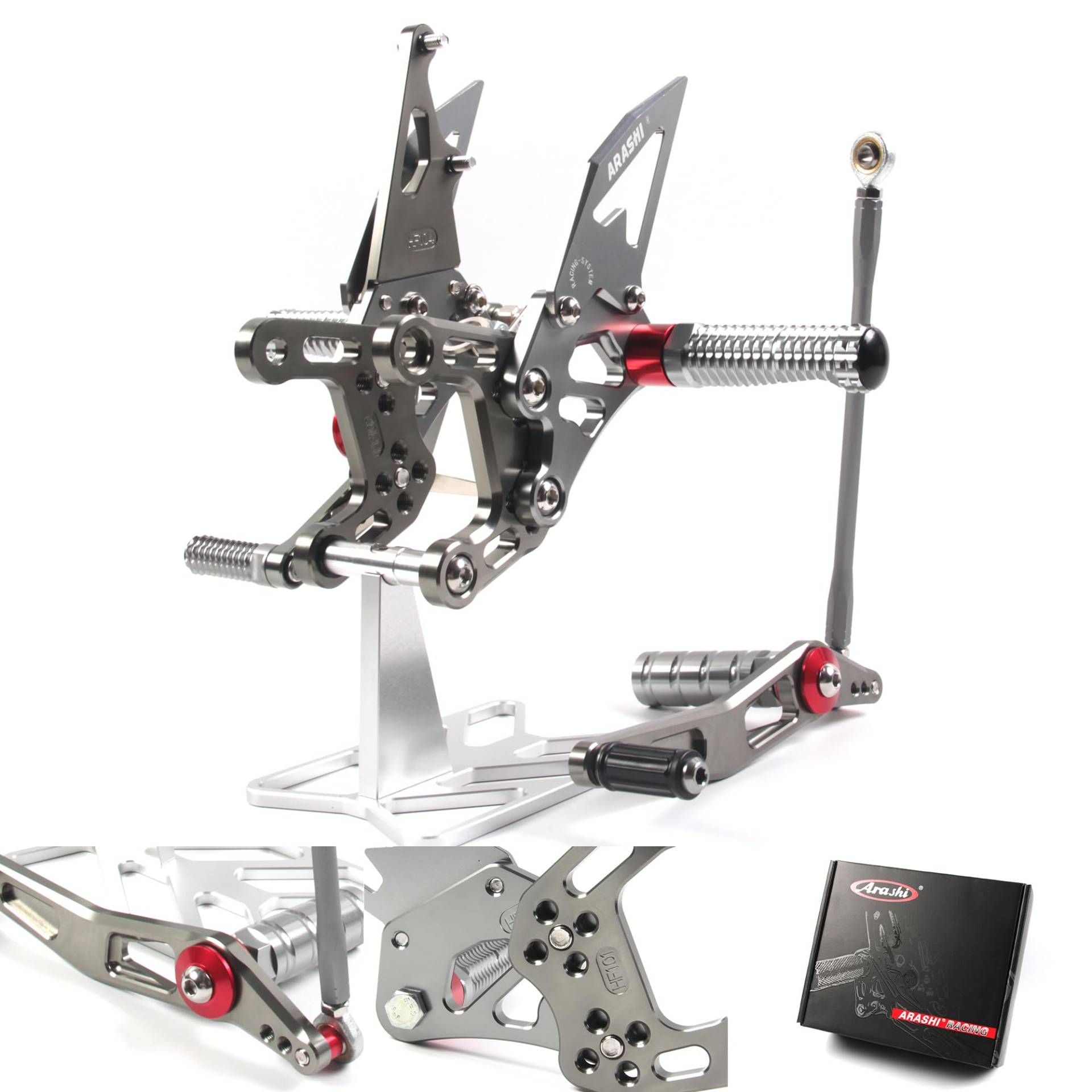 (Version 2.0) Verstellbare Hinterradsätze für YZF R1 2009-2014 Hintere Sets Fußrasten Fußrasten Fußrasten Fußbretter Zubehör YZF-R1 Grau 2013 2010 2011 2012 von ArashiMoto