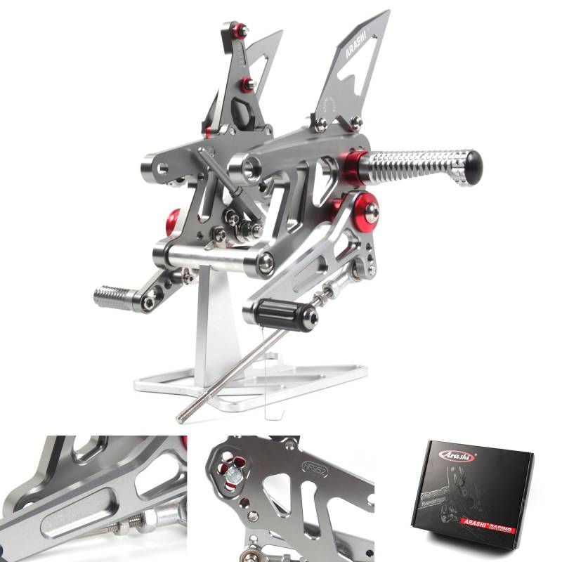 (Version 2.0) Verstellbare Rearsets für Aprilia RSV4 FACTORY APRC ABS 2013-2016 SBK SE/RSV4 2017-2021/Tuono V4 1100 2017-2020 Hintere Sets Fußrasten Fußrasten Fußrasten Zubehör Grau von ArashiMoto