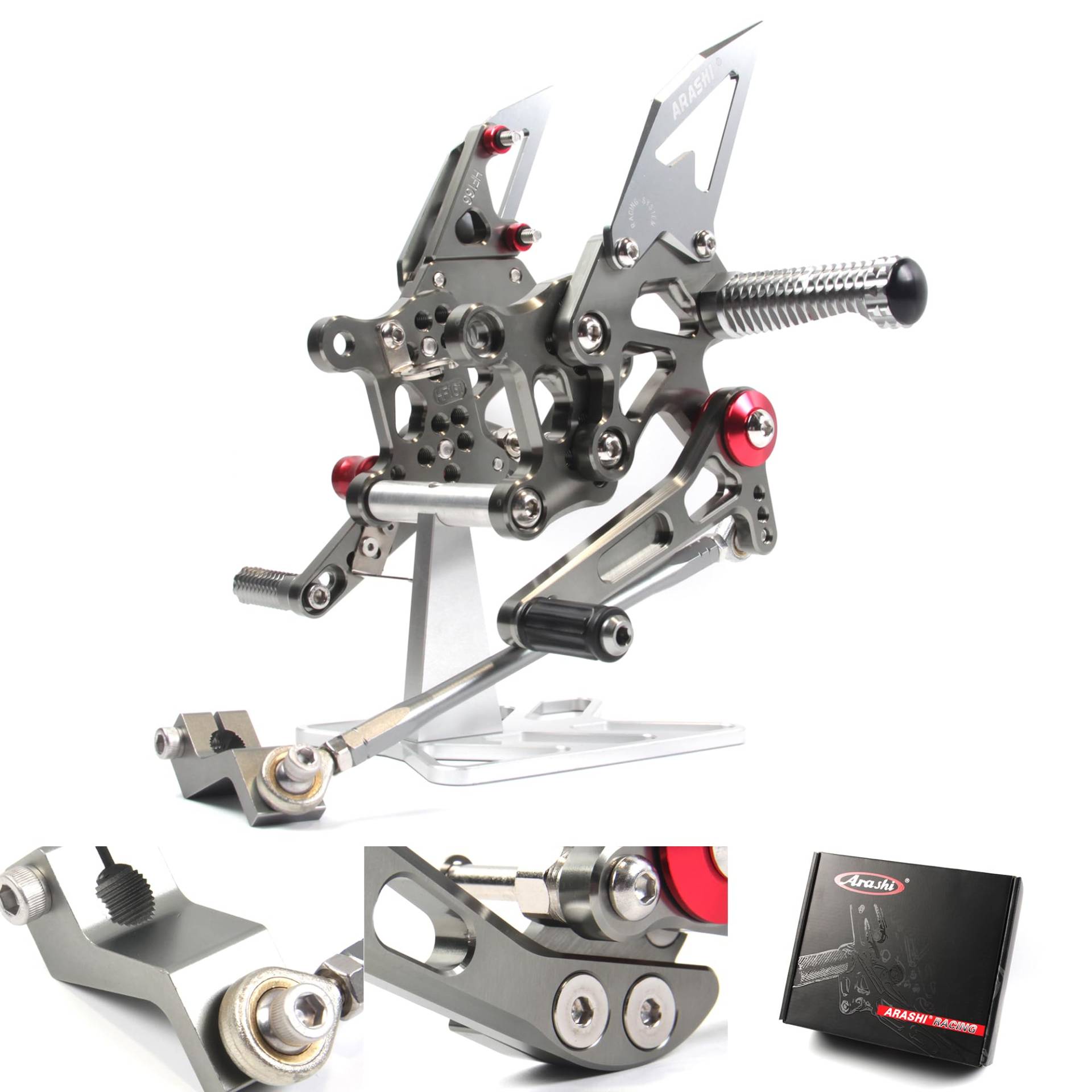 (Version 2.0) Verstellbare Rückrasten für Aprilia RSV4 R/Factory 2009 2010 2011 2012 Hintere Sets Fußrasten Fußbretter Zubehör Grau 09 10 11 12 von ArashiMoto