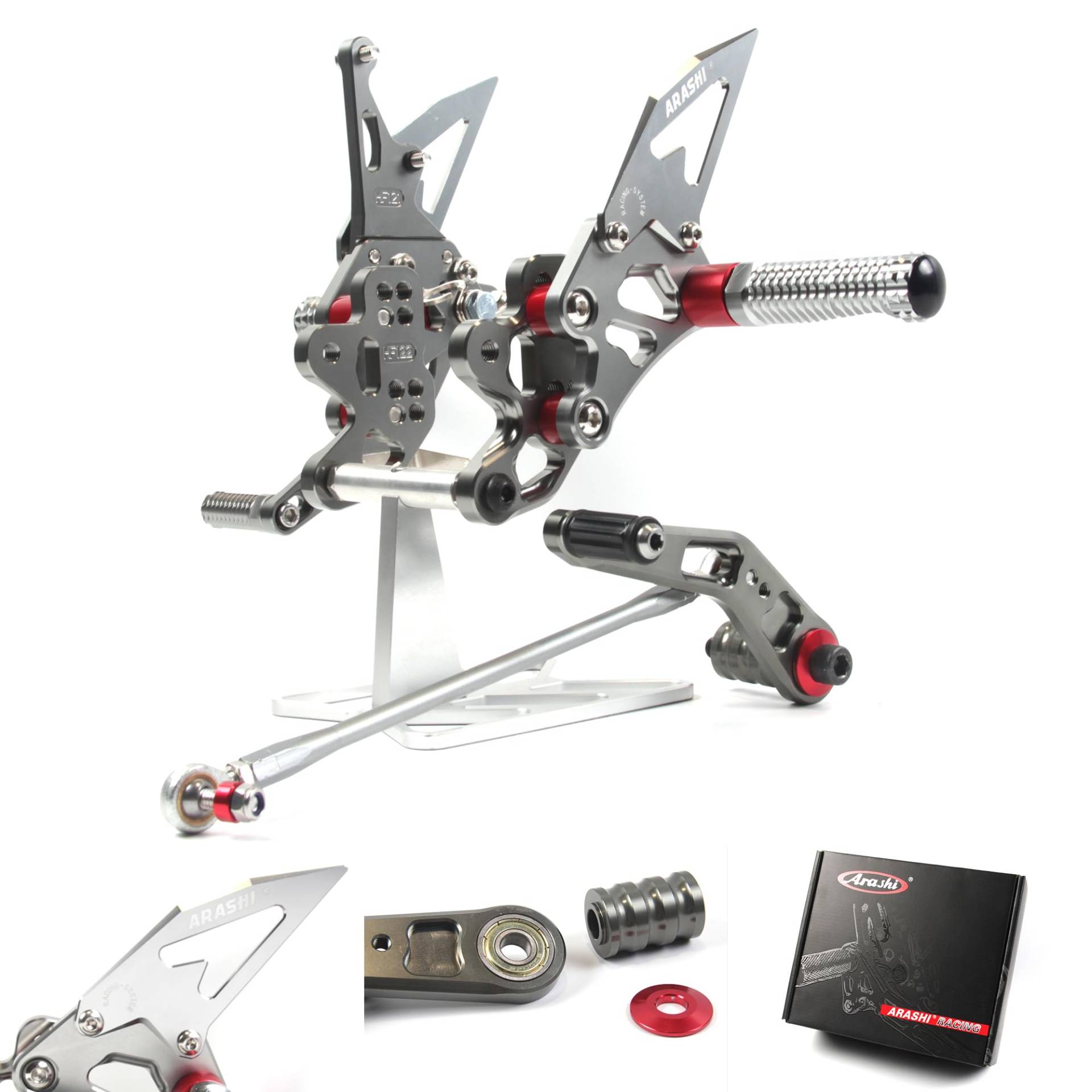 (Version 2.0) Verstellbare Rückrasten für Suzuki GSXR 600 750 2006-2010 Hintere Sets Fußrasten Fußrasten Fußrasten Zubehör GSXR 750 GSXR600 GSX R600 GSXR750 GSX R750 Grau 2007 2008 2009 von ArashiMoto