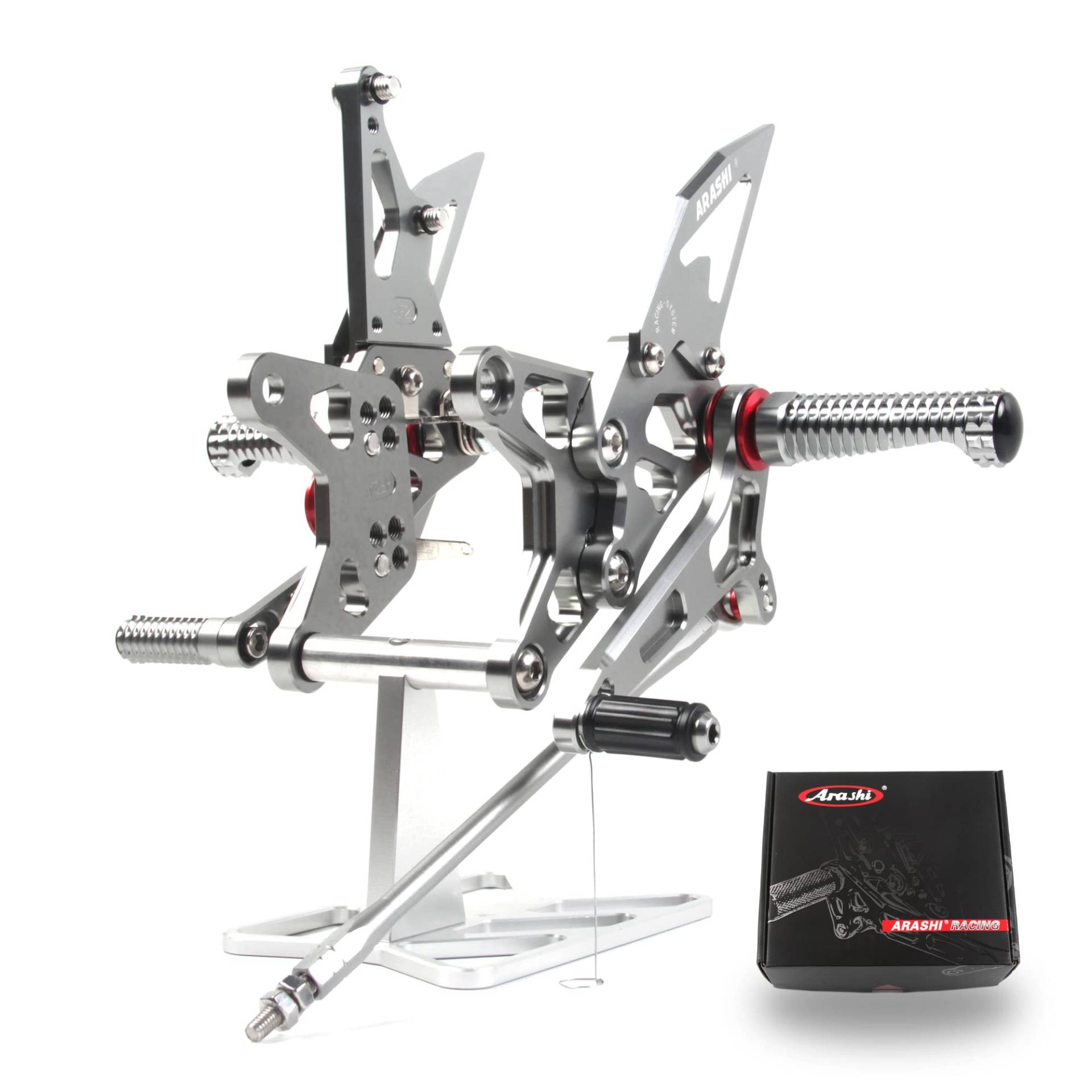 (Version 2.0) Verstellbare Rückrastenanlage für Ninja ZX6R ZX636 2015 2016 2017 Hintere Sets Fußrasten Fußbretter Zubehör ZX-6R ZX-636 Grau 15 16 17 von ArashiMoto