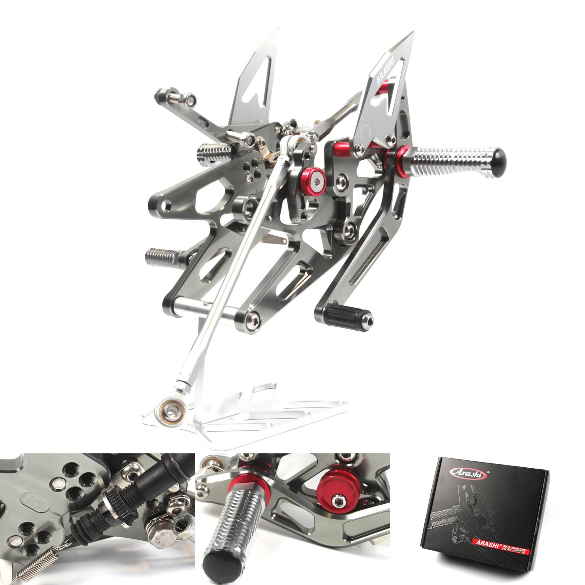 (Version 2.0) Verstellbare Rückrastenanlage für YZF R1 2005 2006 Hintere Sets Fußrasten Fußrasten Fußrasten Fußbretter Zubehör Grau 05 06 von ArashiMoto