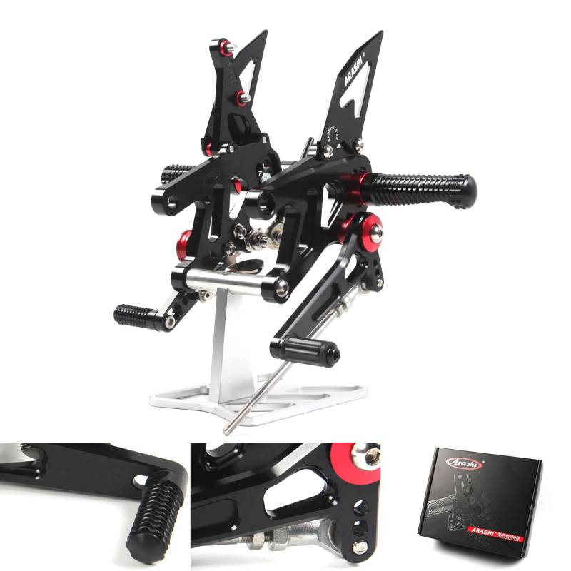 (Version2.0) Einstellbare Rearsets für Aprilia RSV4 FACTORY APRC ABS 2013-2016 SBK SE/RSV4 2017-2021/Tuono V4 1100 2017-2020 Hintere Sets Fußrasten Fußrasten Fußrasten Zubehör Schwarz von ArashiMoto