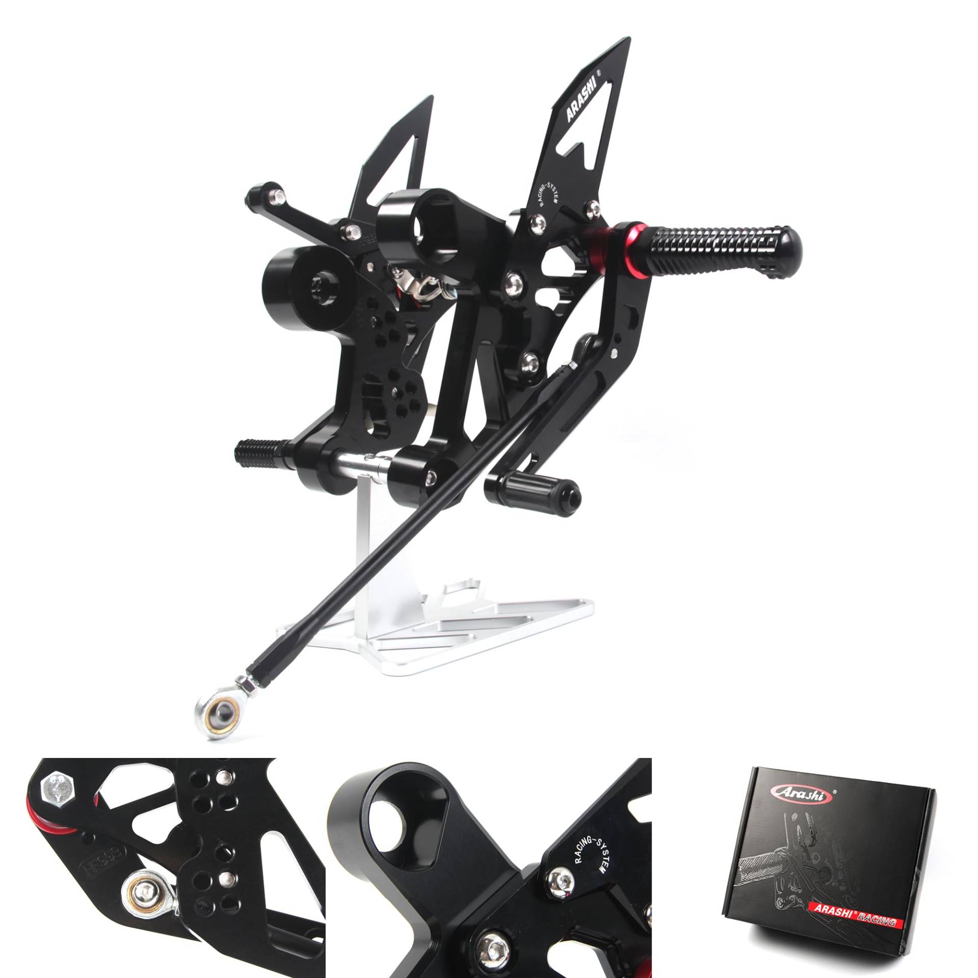 (Version2.0) Einstellbare Rearsets für MT09 FZ09 2014-2020 (QS)/FJ09 2014-2020/XSR900 2014-2021 MT 09 Hintere Sets Fußrasten Fußrasten Fußstütze XSR 900 Zubehör FZ FJ 09 Farbe: Schwarz von ArashiMoto