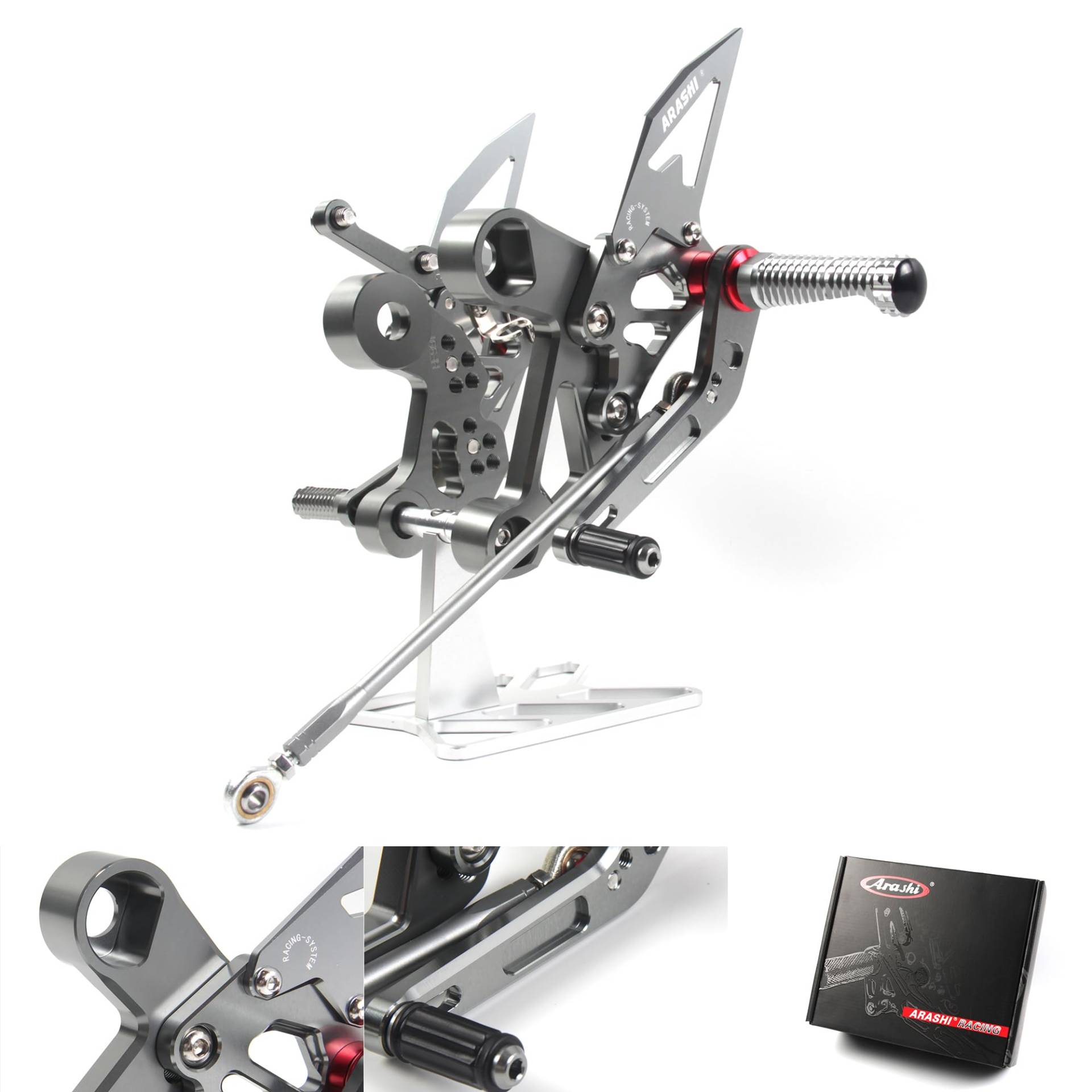 (Version2.0) Einstellbare Rearsets für MT09 FZ09 2014-2020 (QS)/FJ09 2014-2020/XSR900 2014-2021 MT 09 Hintere Sets Fußrasten Fußrasten Fußstütze XSR 900 Zubehör FZ FJ 09 Grau von ArashiMoto
