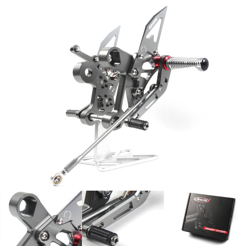 (Version2.0) Einstellbare Rearsets für MT09 FZ09 2014-2020 (QS)/FJ09 2014-2020/XSR900 2014-2021 MT 09 Hintere Sets Fußrasten Fußrasten Fußstütze XSR 900 Zubehör FZ FJ 09 Grau von ArashiMoto