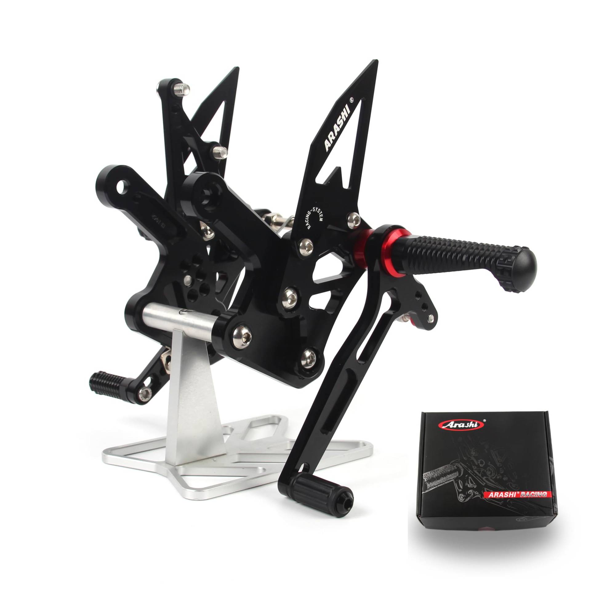 (Version2.0) Einstellbare Rearsets für NINJA ZX4R 2023 / ZX-4RR 2022-2024 Hintere Sets Fußrasten Fußrasten Fußrasten Fußbretter Zubehör ZX-4R Schwarz von ArashiMoto