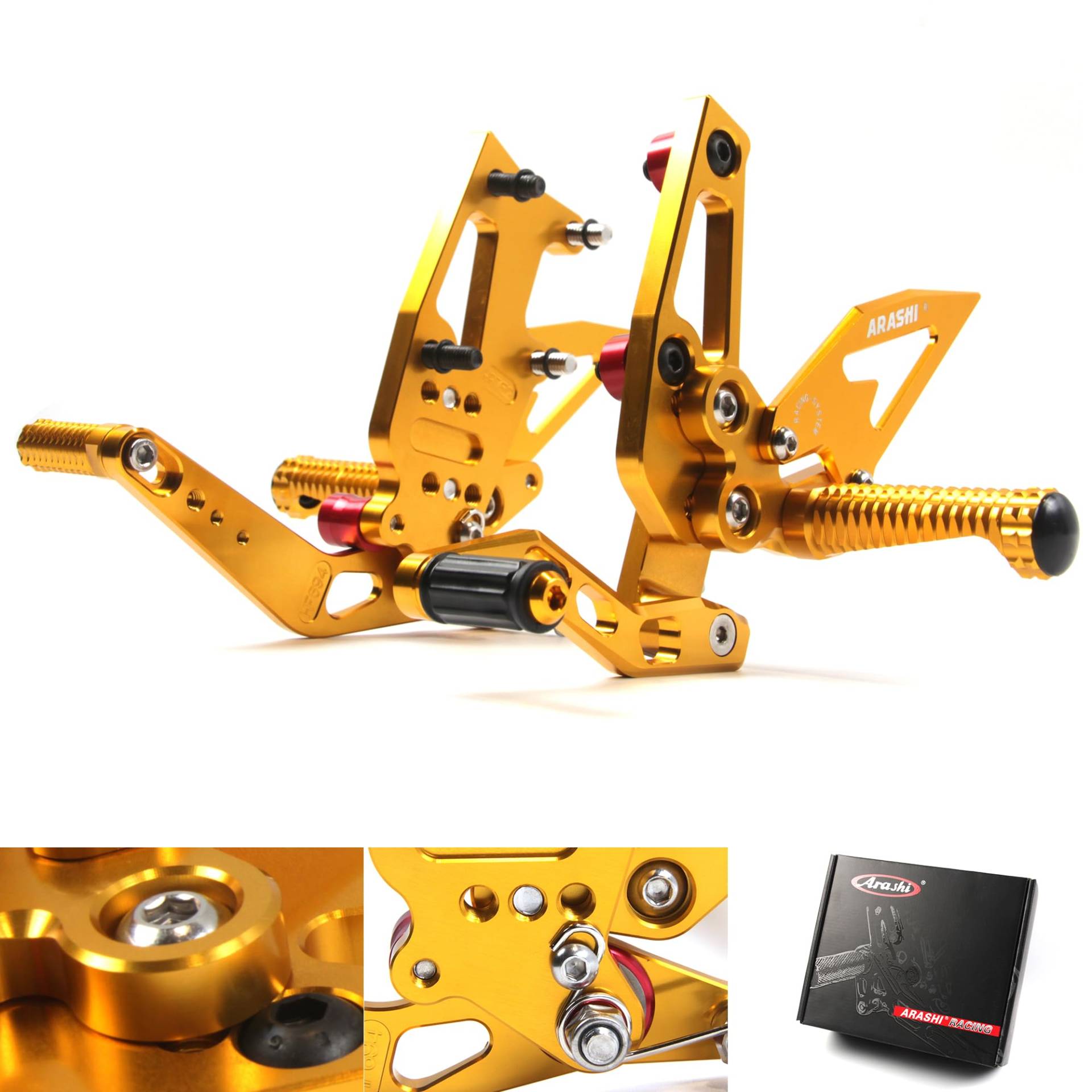 (Version2.0) Einstellbare Rearsets für Speed Triple 1050 2011-2015 Hintere Sets Fußrasten Fußbretter Zubehör Gold 2012 2013 2014 von ArashiMoto