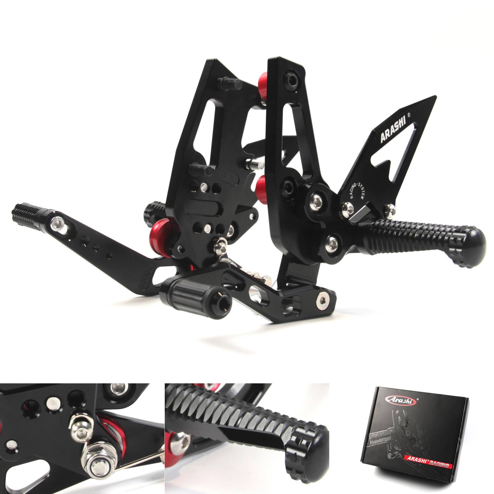 (Version2.0) Einstellbare Rearsets für Speed Triple 1050 2011-2015 Hintere Sets Fußrasten Fußbretter Zubehör Schwarz 2012 2013 2014 von ArashiMoto