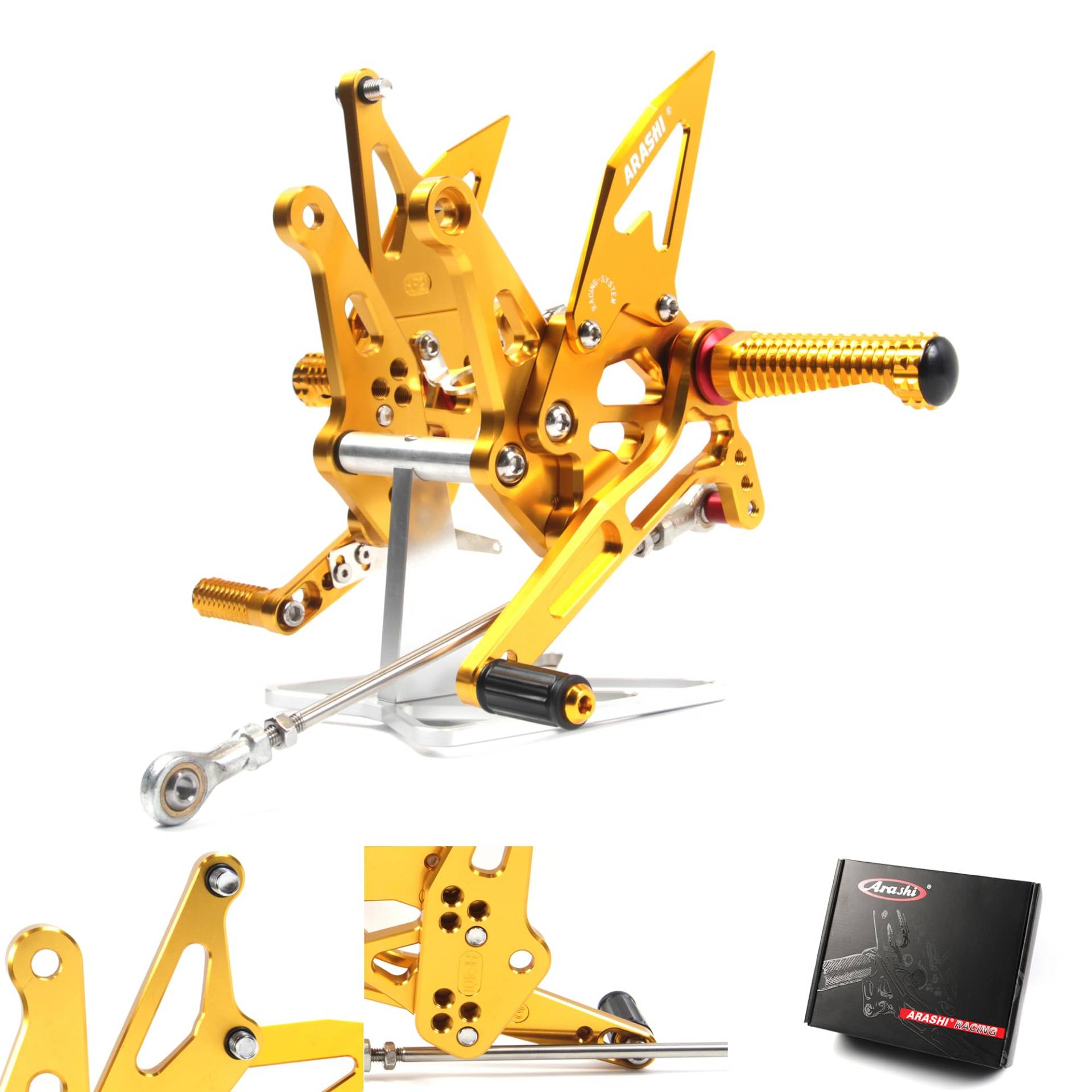 (Version2.0) Einstellbare Rearsets für Z1000SX NINJA 1000 Z1000 2014 2015 2016 2017 Z1000SX Hintere Sets Zubehör Fußrasten Fußbretter Gold von ArashiMoto