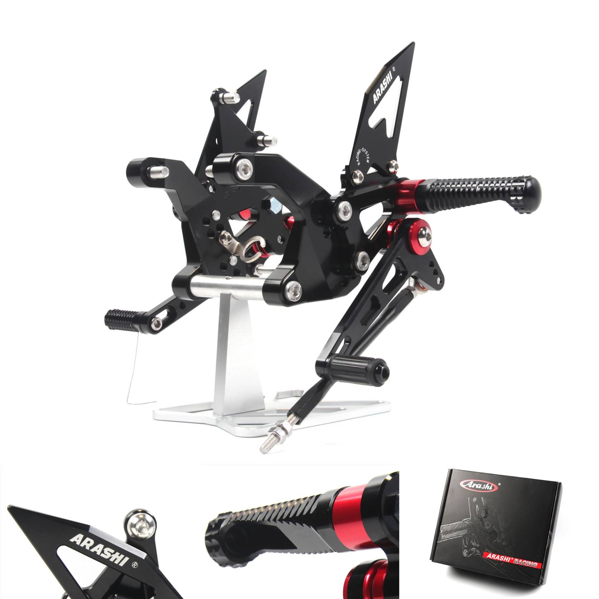 (Version2.0) Einstellbare Rearsets für Z900 ZR900 2017 2018 2019 Hintere Sets Fußrasten Fußbretter Zubehör Z ZR 900 Schwarz von ArashiMoto
