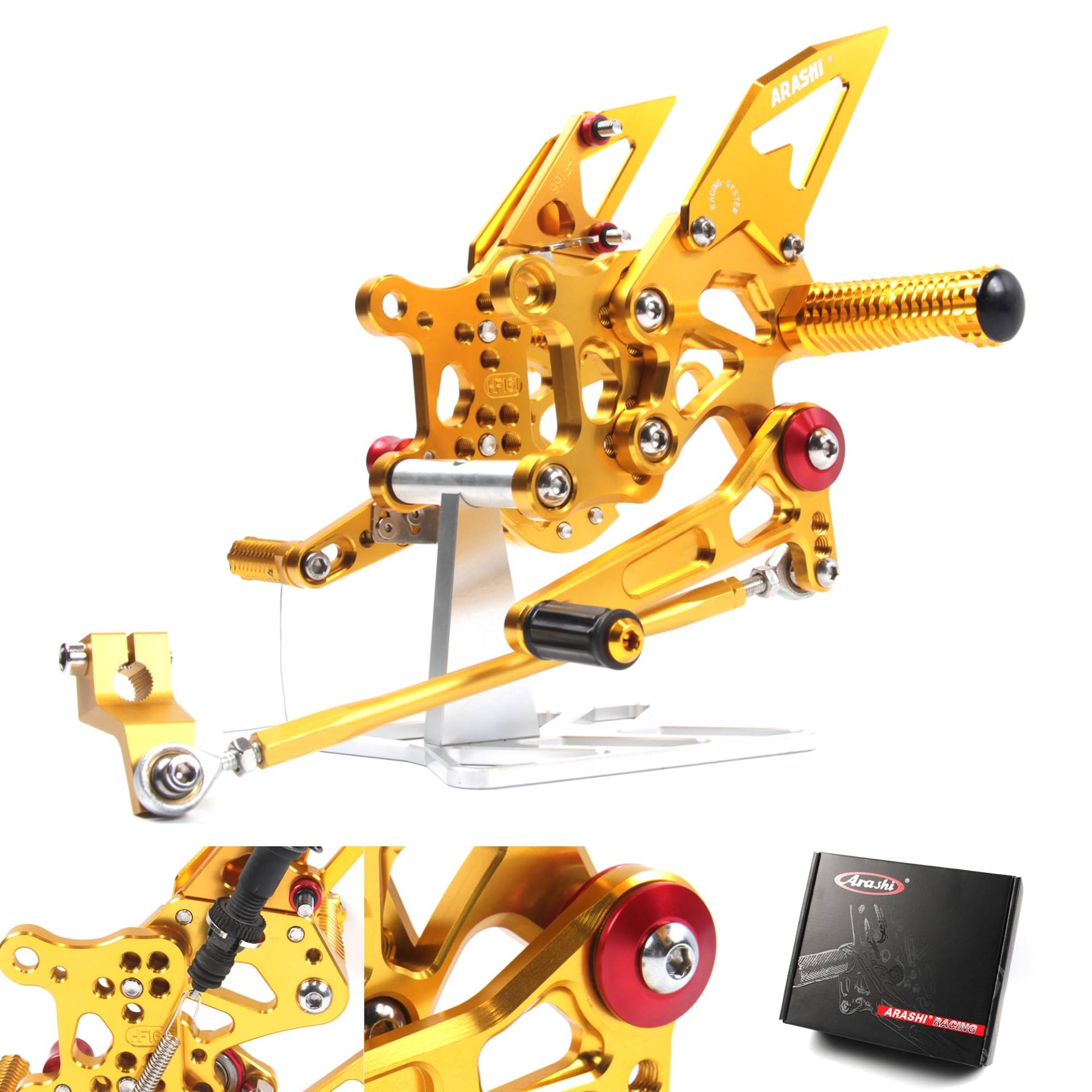 (Version2.0) Verstellbare Rearsets für Aprilia RSV4 R/FACTORY 2009 2010 2011 2012 Hintere Sets Fußrasten Fußbretter Zubehör Gold 09 10 11 12 von ArashiMoto