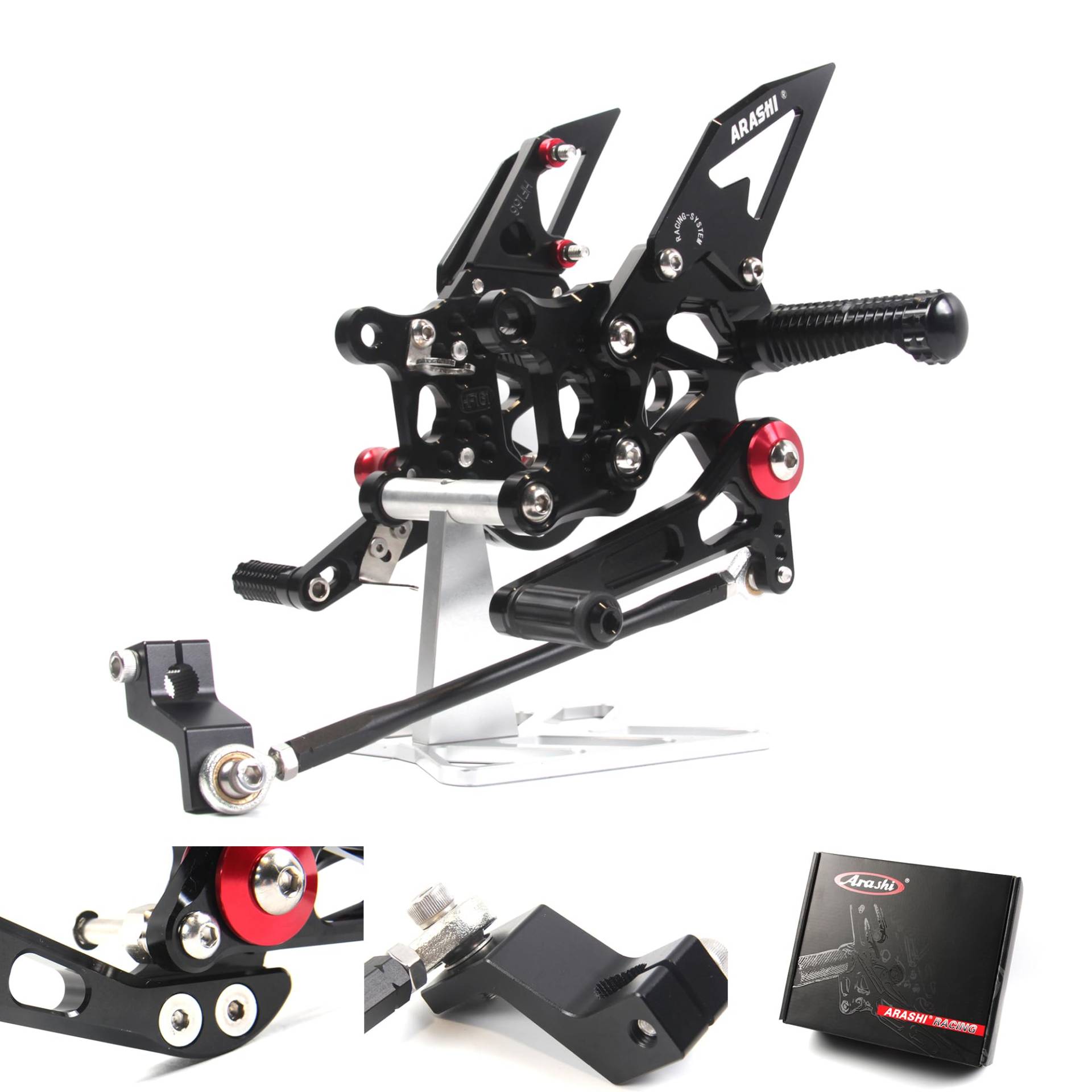 (Version2.0) Verstellbare Rearsets für Aprilia RSV4 R/FACTORY 2009 2010 2011 2012 Hintere Sets Fußrasten Fußbretter Zubehör Schwarz 09 10 11 12 von ArashiMoto
