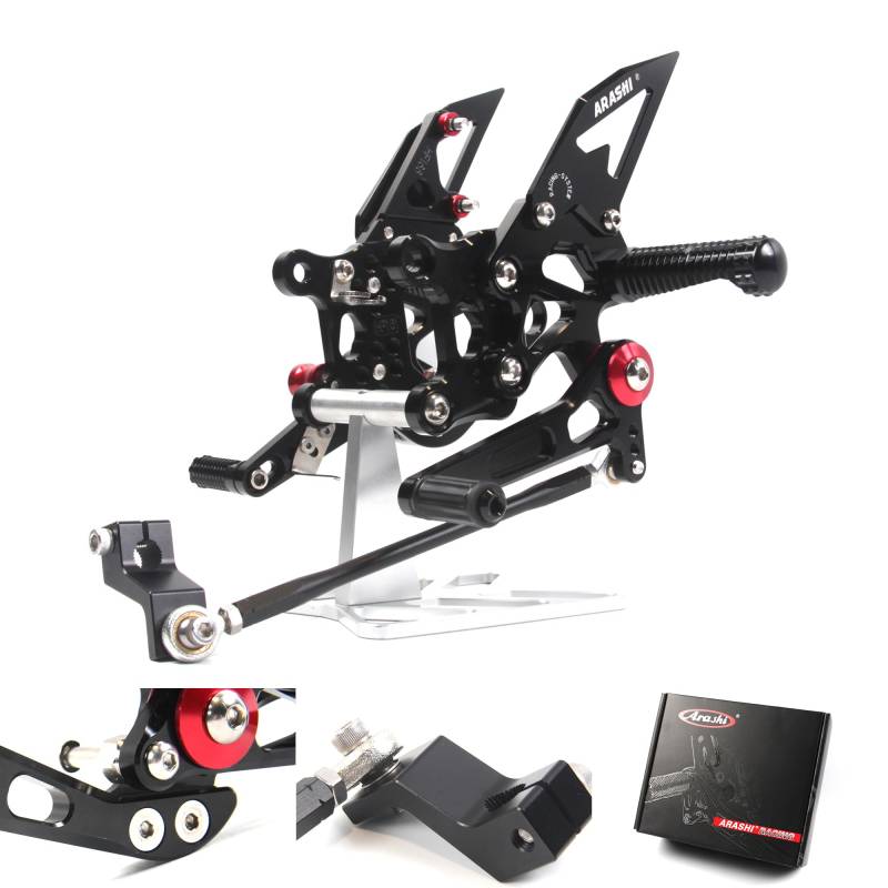(Version2.0) Verstellbare Rearsets für Aprilia RSV4 R/FACTORY 2009 2010 2011 2012 Hintere Sets Fußrasten Fußbretter Zubehör Schwarz 09 10 11 12 von ArashiMoto