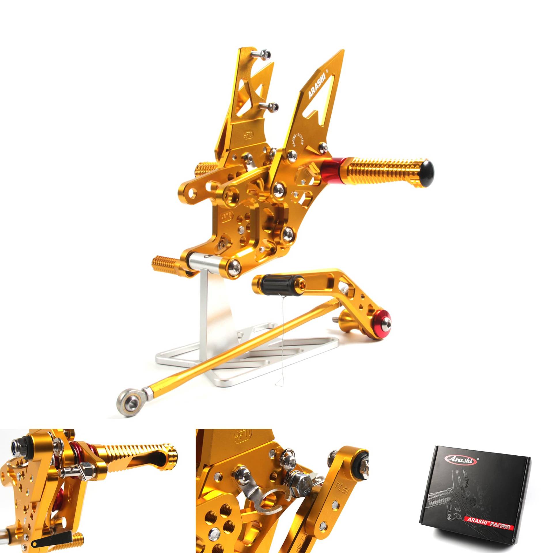 (Version2.0) Verstellbare Rearsets für CBR1000RR 2008-2011 Hintere Sets Fußrasten Fußrasten Fußrasten Fußbretter Zubehör Gold CBR 1000 CBR1000 RR 1000RR 2009 2010 von ArashiMoto