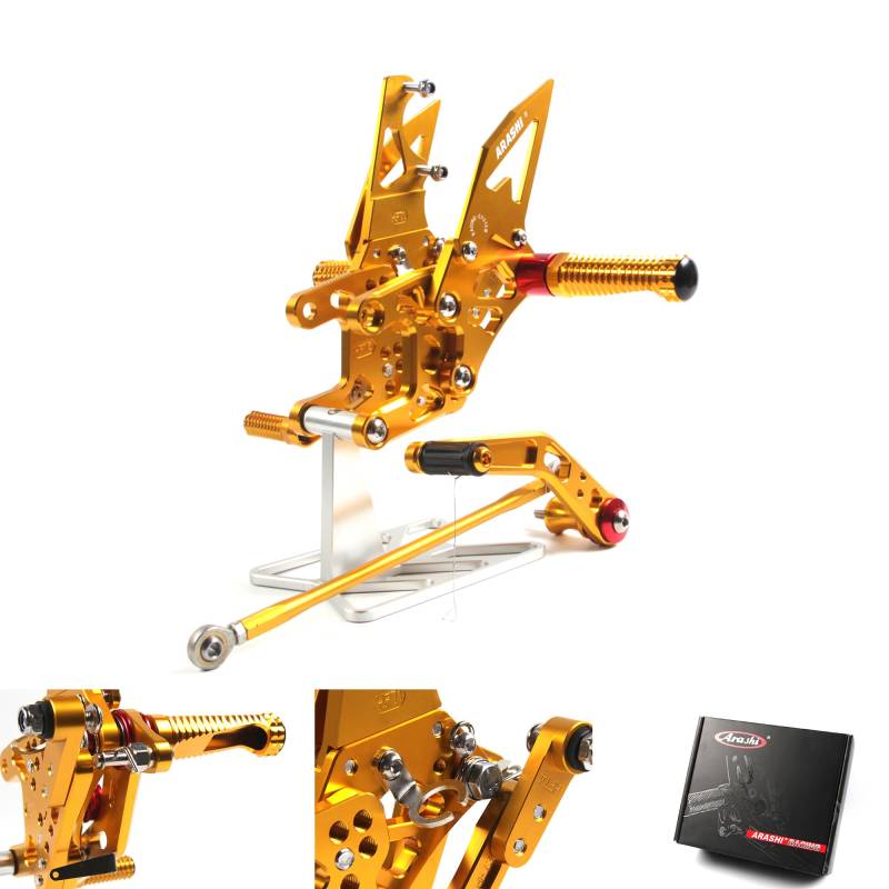(Version2.0) Verstellbare Rearsets für CBR1000RR 2008-2011 Hintere Sets Fußrasten Fußrasten Fußrasten Fußbretter Zubehör Gold CBR 1000 CBR1000 RR 1000RR 2009 2010 von ArashiMoto