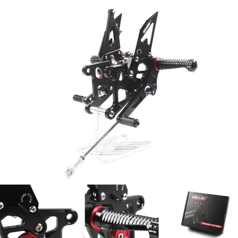 (Version2.0) Verstellbare Rearsets für CBR250R 2011-2022 Hintere Sets Fußrasten Fußbretter Zubehör CBR 250 CBR250 R 250R Schwarz 2013 2014 2015 2016 2017 2018 2018 2018 19 kg von ArashiMoto