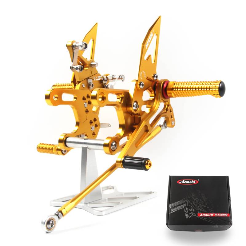 (Version2.0) Verstellbare Rearsets für CBR650R/CB650R/CBR650F 2019-2023 Hintere Sets Fußrasten Fußbretter Zubehör CBR 650R CB 650 R Gold 19 20 21 von ArashiMoto