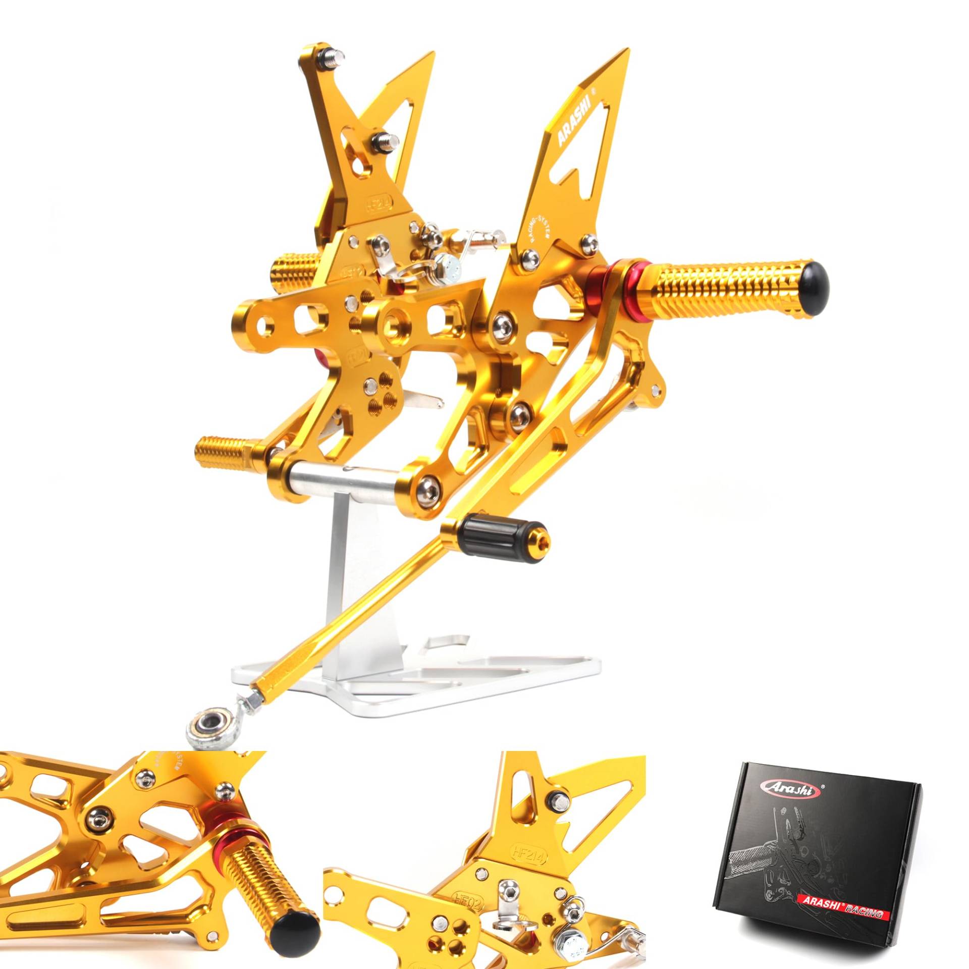 (Version2.0) Verstellbare Rearsets für NINJA ZX10R ZX1000 2006 2007 Hintere Sets Fußrasten Fußrasten Fußrasten Fußbretter Zubehör ZX-10R Gold von ArashiMoto