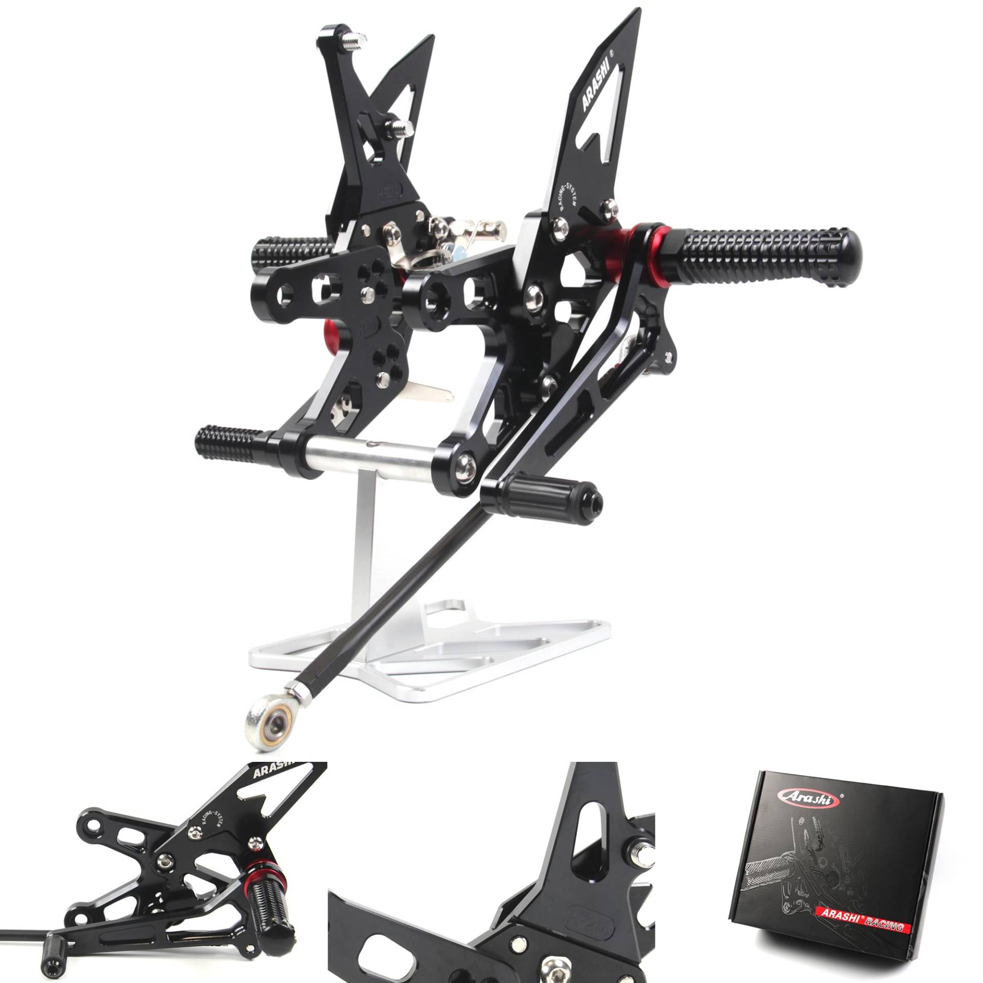 (Version2.0) Verstellbare Rearsets für NINJA ZX10R ZX1000 2006 2007 Hintere Sets Fußrasten Fußrasten Fußrasten Fußbretter Zubehör ZX-10R Schwarz von ArashiMoto