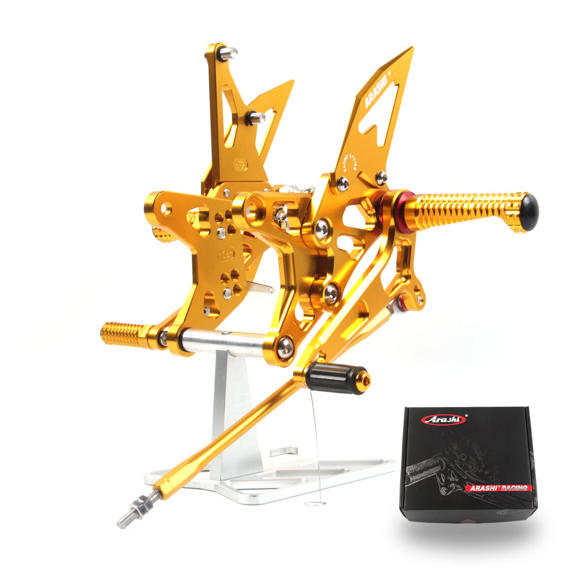 (Version2.0) Verstellbare Rearsets für Ninja ZX6R ZX636 2015 2016 2017 Hintere Sets Fußrasten Fußbretter Zubehör ZX-6R ZX-636 Gold 15 16 17 von ArashiMoto