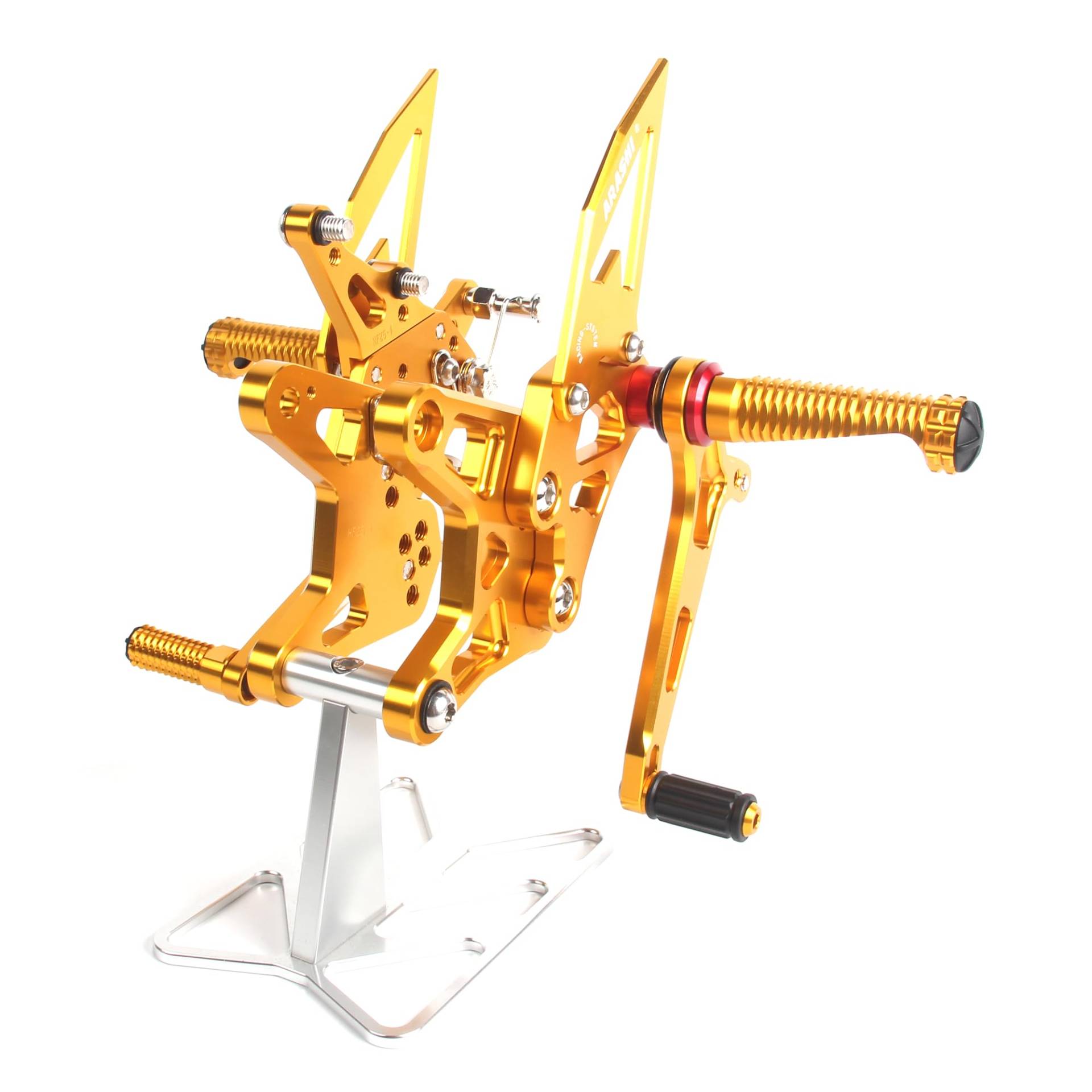(Version2.0) Verstellbare Rearsets für Ninja ZX6R ZX636 2021-2024 Hintere Sets Fußrasten Fußbretter Zubehör ZX-6R ZX-636 Gold 2019 von ArashiMoto