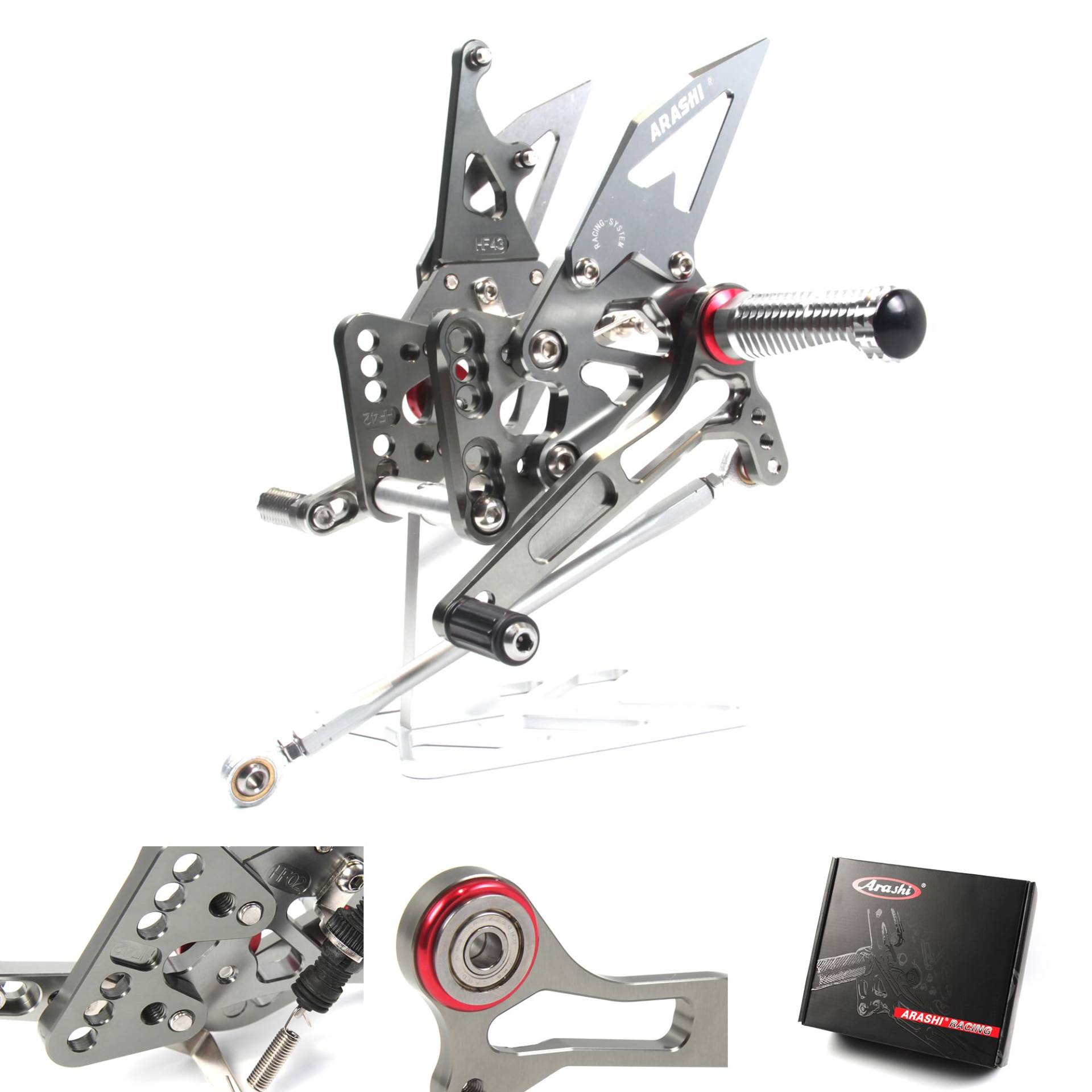 (Version2.0) Verstellbare Rearsets für Suzuki GSXR 1000 2005 2006 Hintere Sets Fußrasten Fußrasten Fußrasten Fußbretter Zubehör GSX R1000 GSXR1000 Grau von ArashiMoto