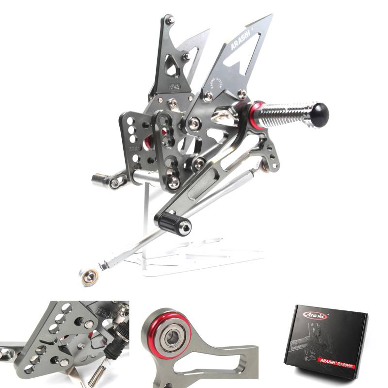 (Version2.0) Verstellbare Rearsets für Suzuki GSXR 1000 2005 2006 Hintere Sets Fußrasten Fußrasten Fußrasten Fußbretter Zubehör GSX R1000 GSXR1000 Grau von ArashiMoto