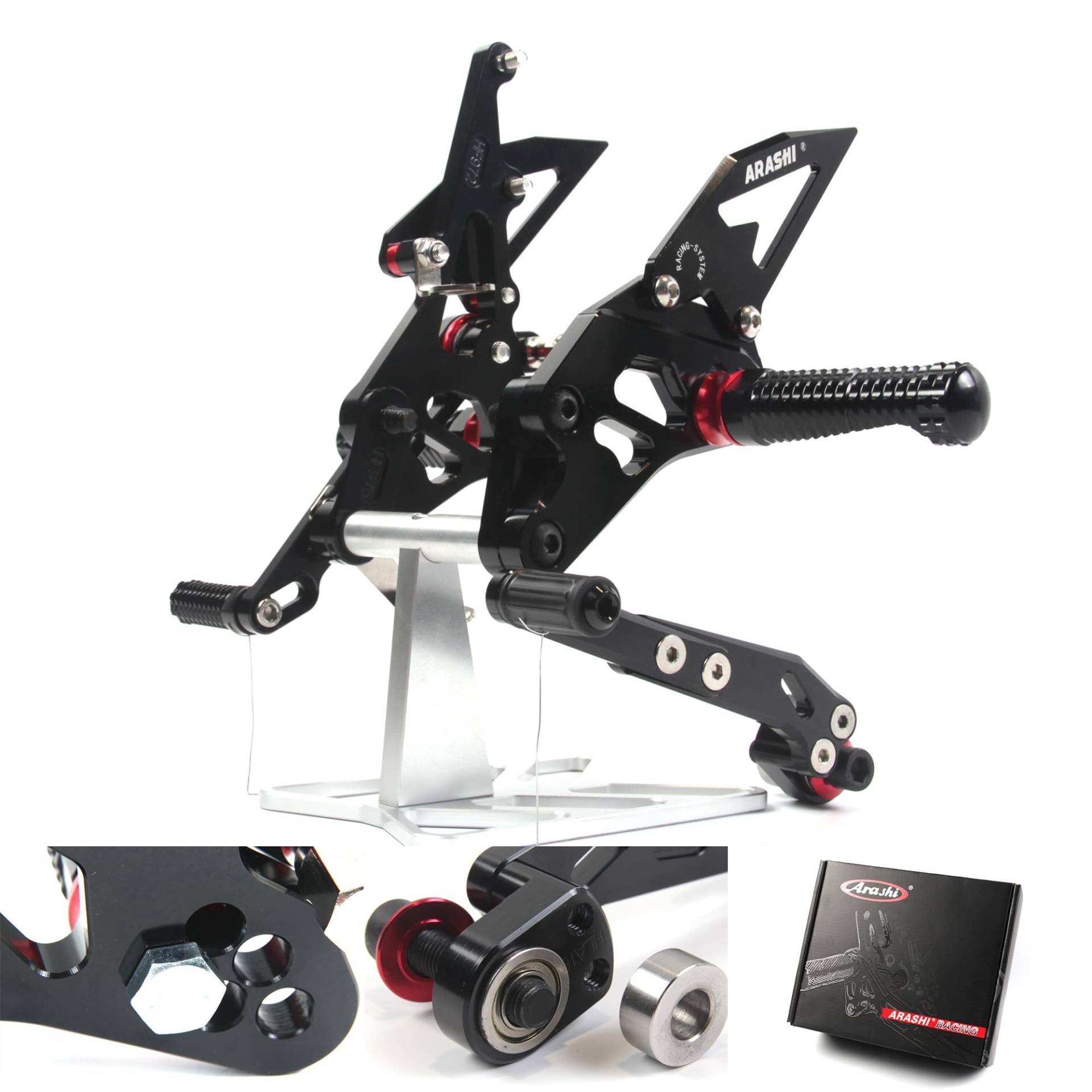 (Version2.0) Verstellbare Rearsets für Suzuki GSXR 1000 2009-2016 Hintere Sets Fußrasten Zubehör GSX-R1000 GSX-R 1000 GSXR1000 Schwarz 2010 2011 2012 2013 2014 2014 200 15 kg von ArashiMoto