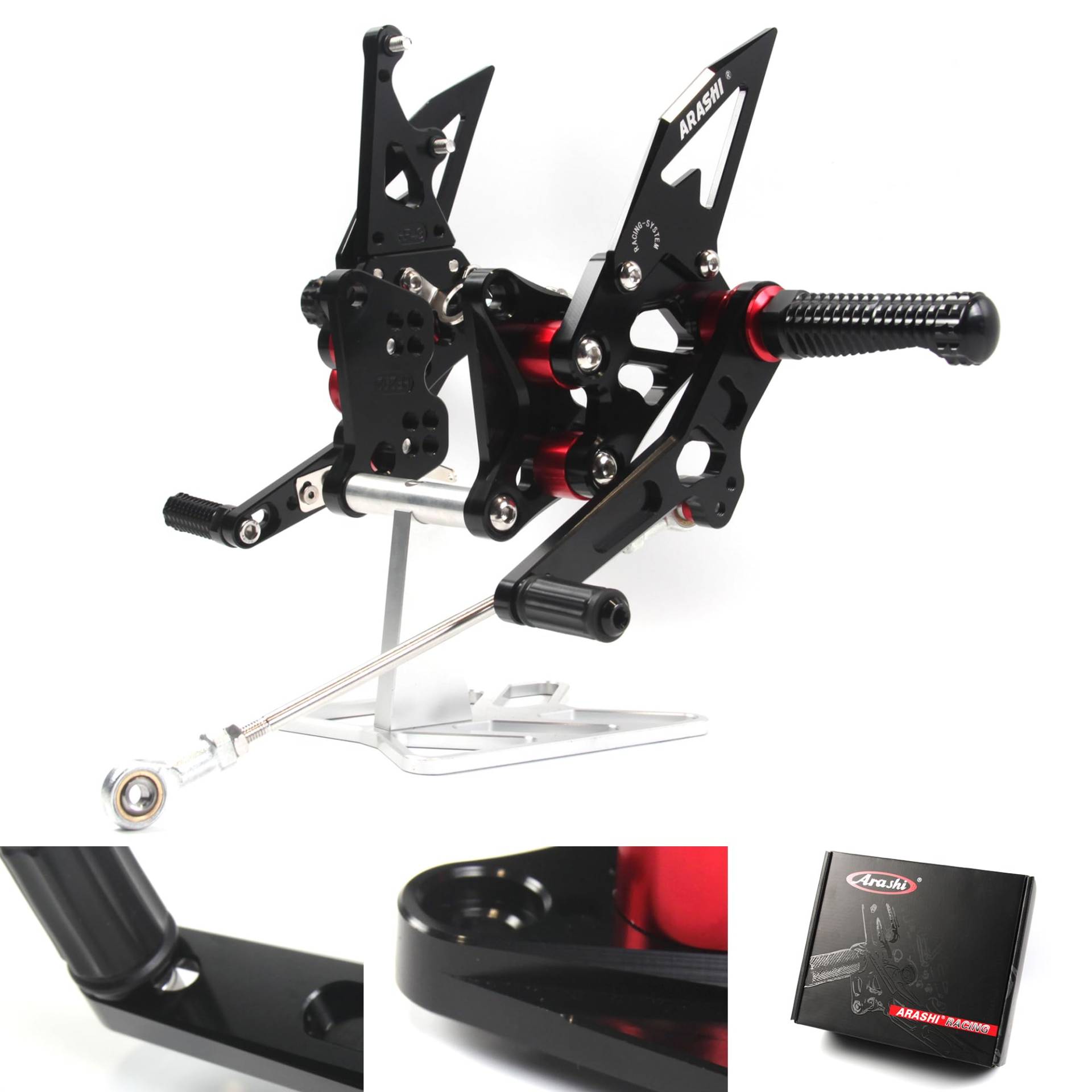 (Version2.0) Verstellbare Rearsets für Suzuki Hayabusa GSX1300R 1999-2007 Gen1 Hintere Sets GSX 1300R Fußrasten Zubehör Schwarz 2001 2002 2003 2004 2005 2006 von ArashiMoto