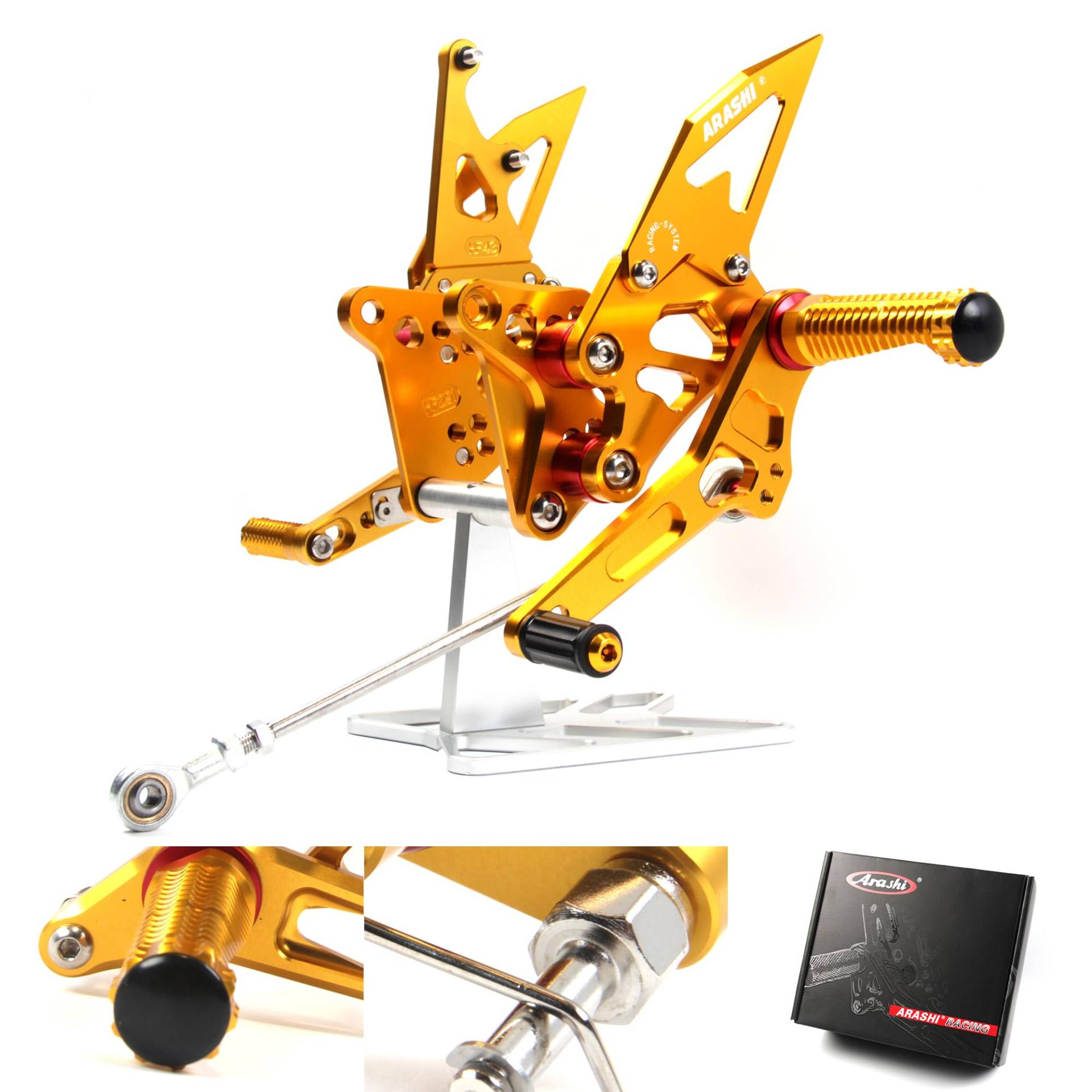 (Version2.0) Verstellbare Rearsets für Suzuki Hayabusa GSX1300R 1999-2007 Hintere Sets GSX 1300R Fußrasten Fußrasten Fußrasten Zubehör Gold 2001 2002 2003 2004 2005 2006 von ArashiMoto