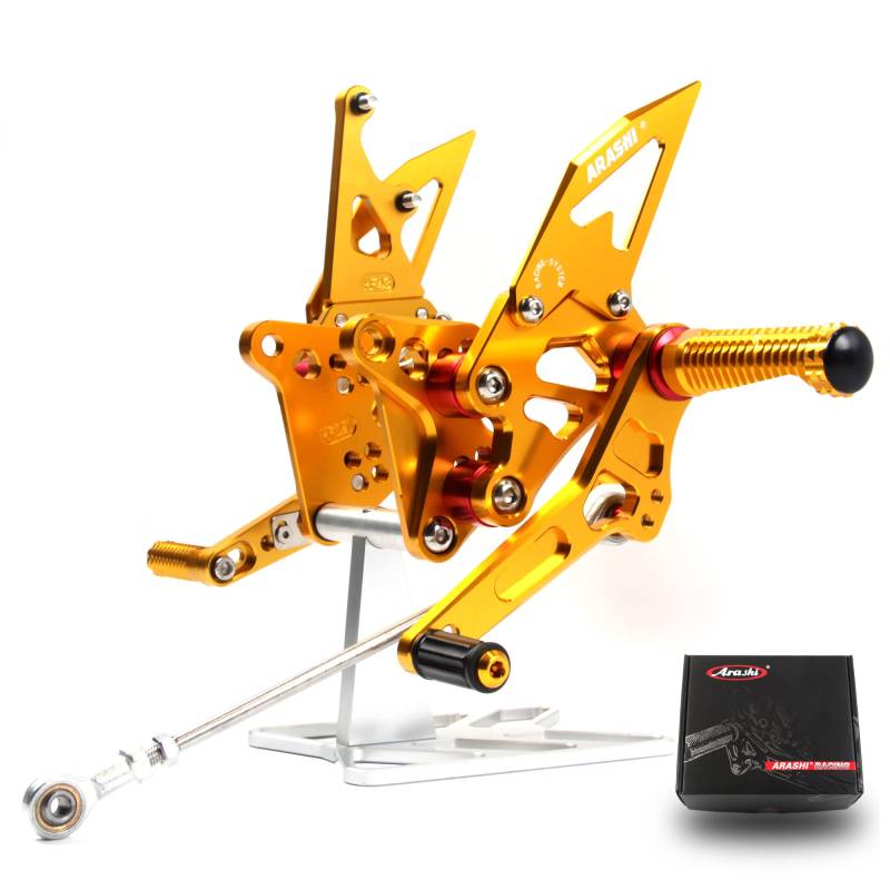 (Version2.0) Verstellbare Rearsets für Suzuki Hayabusa GSXR 1300 2008-2020 Gen 2 Rear Sets Zubehör Fußrasten GSXR1300 GSX-R 1300 Gold 2014 2015 2016 2017 2018 von ArashiMoto