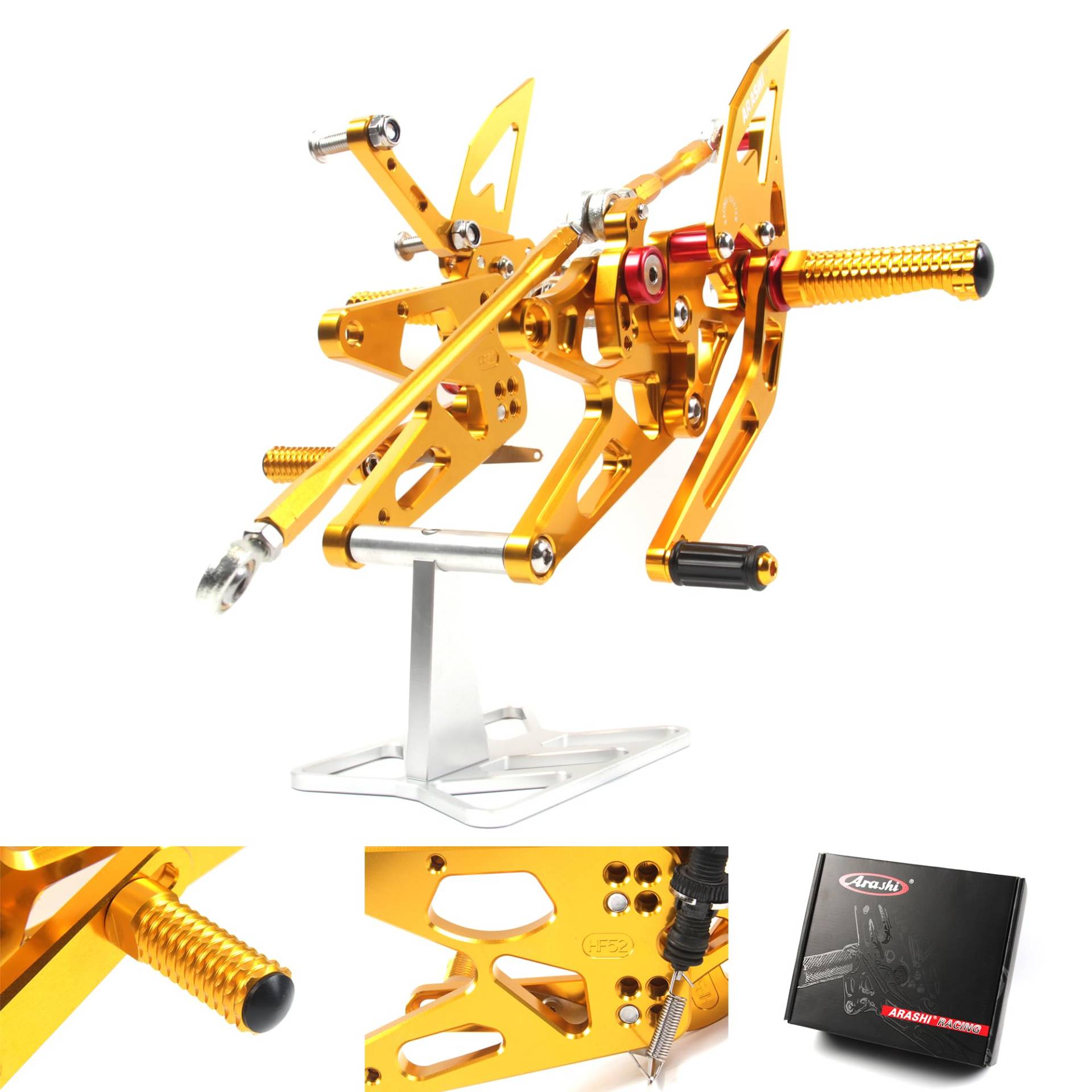 (Version2.0) Verstellbare Rearsets für YZF R1 2005 2006 Hinten Sets Fußrasten Fußbretter Zubehör Gold 05 06 von ArashiMoto