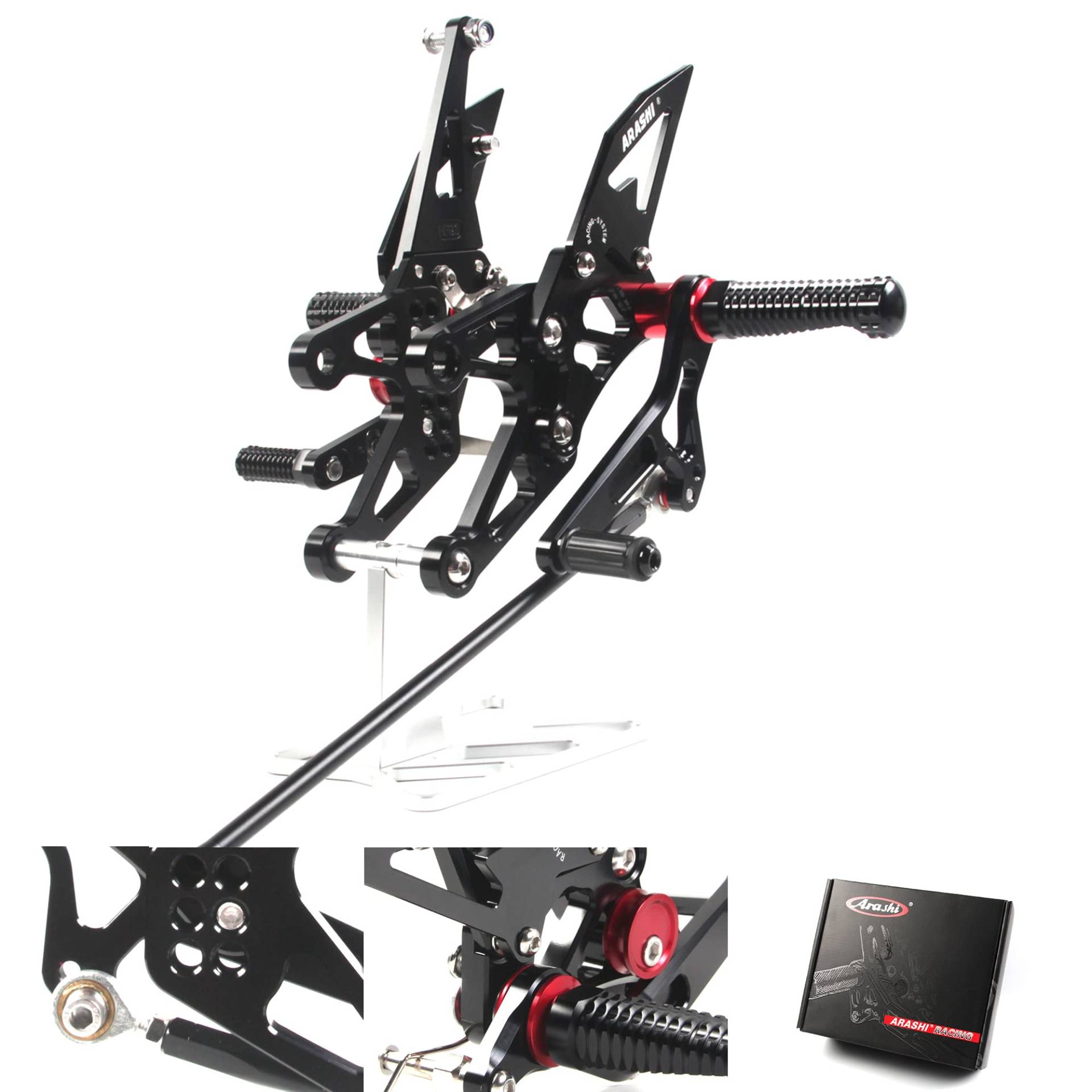 (Version2.0) Verstellbare Rearsets für YZF R1 2007 2008 Hintere Sets Fußrasten Fußbretter Zubehör YZF-R1 Schwarz 07 08 von ArashiMoto