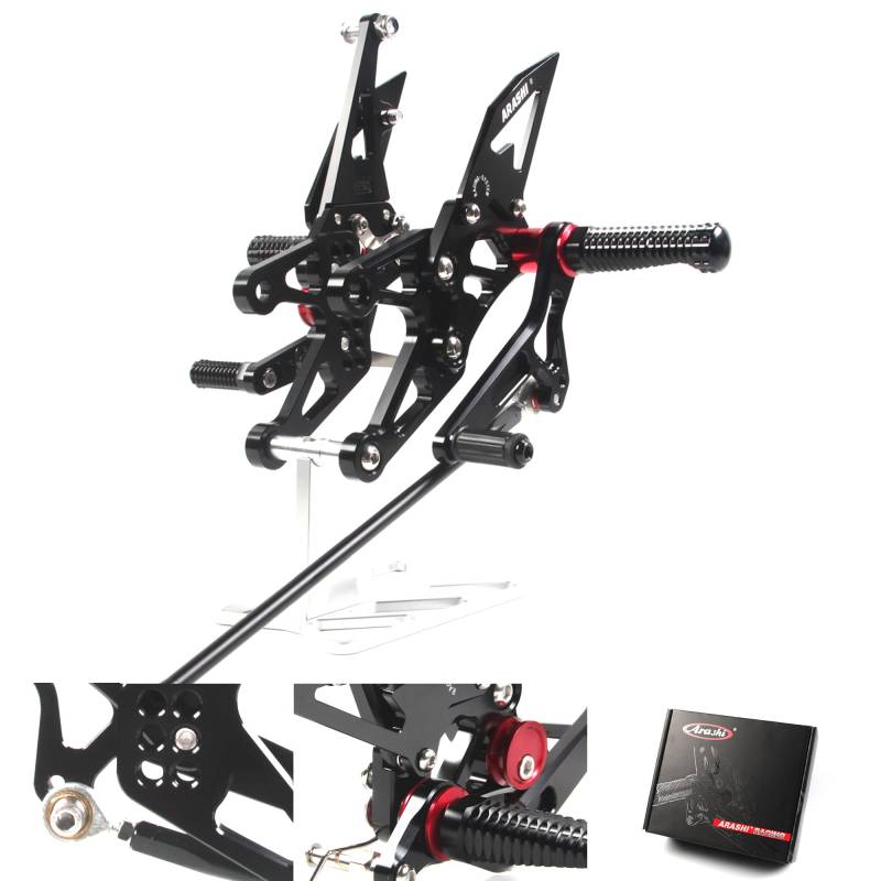 (Version2.0) Verstellbare Rearsets für YZF R1 2007 2008 Hintere Sets Fußrasten Fußbretter Zubehör YZF-R1 Schwarz 07 08 von ArashiMoto