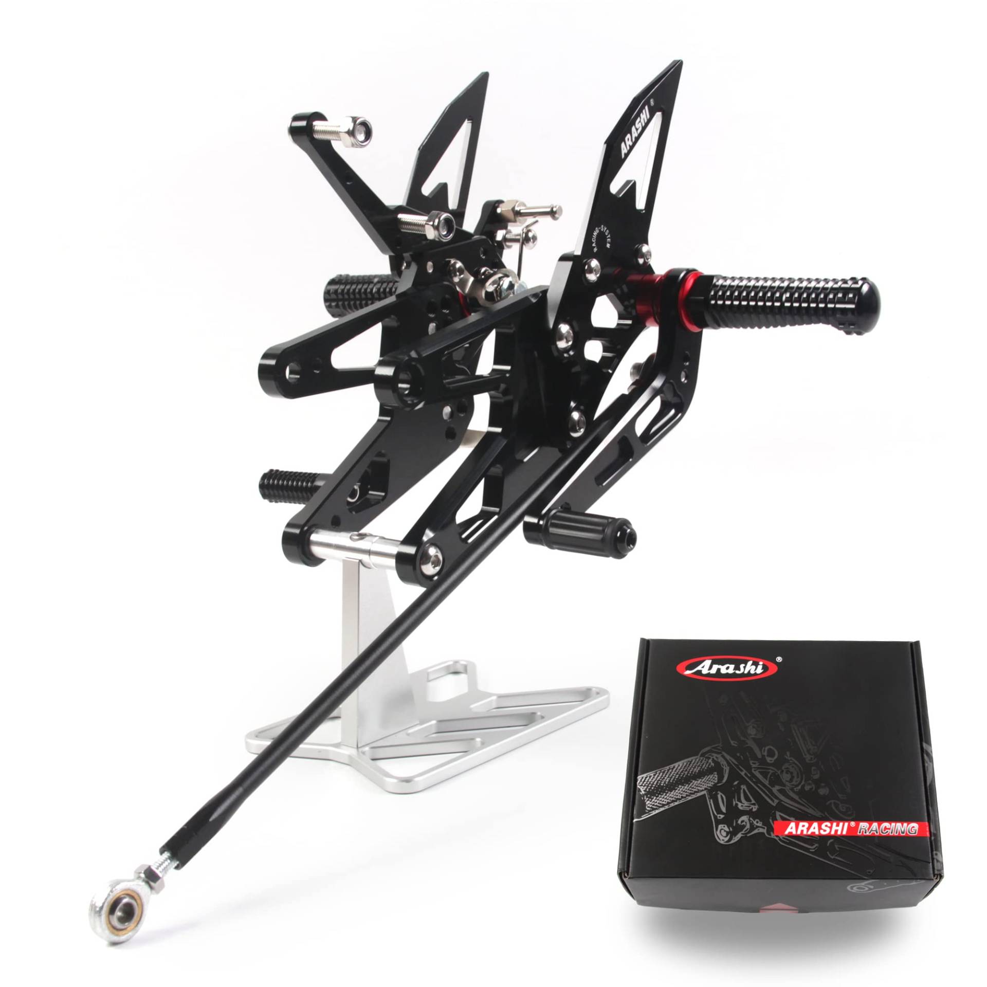 (Version2.0) Verstellbare Rearsets für YZF R6 2003 2004 2005 Hintere Sets Fußrasten Fußbretter Zubehör Schwarz 03 04 05 von ArashiMoto