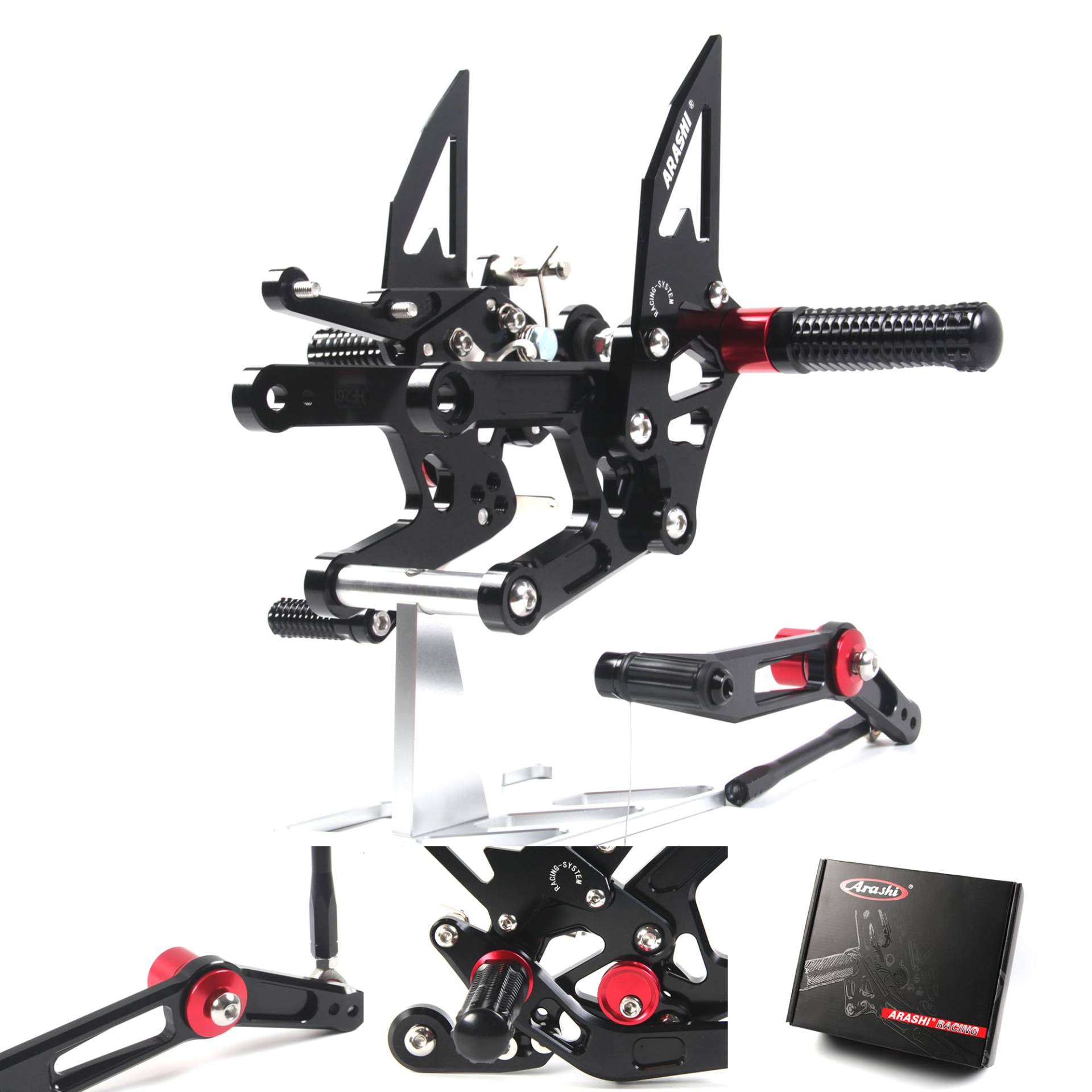(Version2.0) Verstellbare Rearsets für YZF R6 2017-2023 Hintere Sets Fußrasten Fußrasten Fußrasten Fußbretter Zubehör YZF-R6 Schwarz 2018 2019 2020 von ArashiMoto