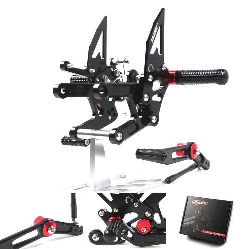 (Version2.0) Verstellbare Rearsets für YZF R6 2017-2023 Hintere Sets Fußrasten Fußrasten Fußrasten Fußbretter Zubehör YZF-R6 Schwarz 2018 2019 2020 von ArashiMoto