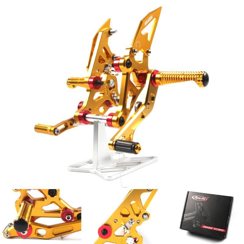 (Version2.0) Verstellbare Rückrasten für MT07 FZ07 2014-2022 MT07 Hintere Sets Fußrasten MT 07 Fußrasten Fußrasten Fußrasten Zubehör Teile Gold 2015 2016 2017 2018 2019 2020 von ArashiMoto