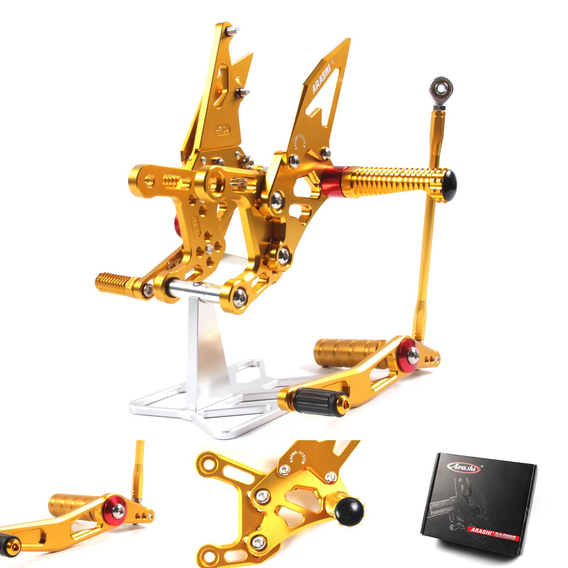 (Version2.0) Verstellbare Rückrasten für YZF R1 2009-2014 Hintere Sets Fußrasten Fußrasten Fußrasten Fußbretter Zubehör YZF-R1 Gold 2013 2010 2011 2012 von ArashiMoto