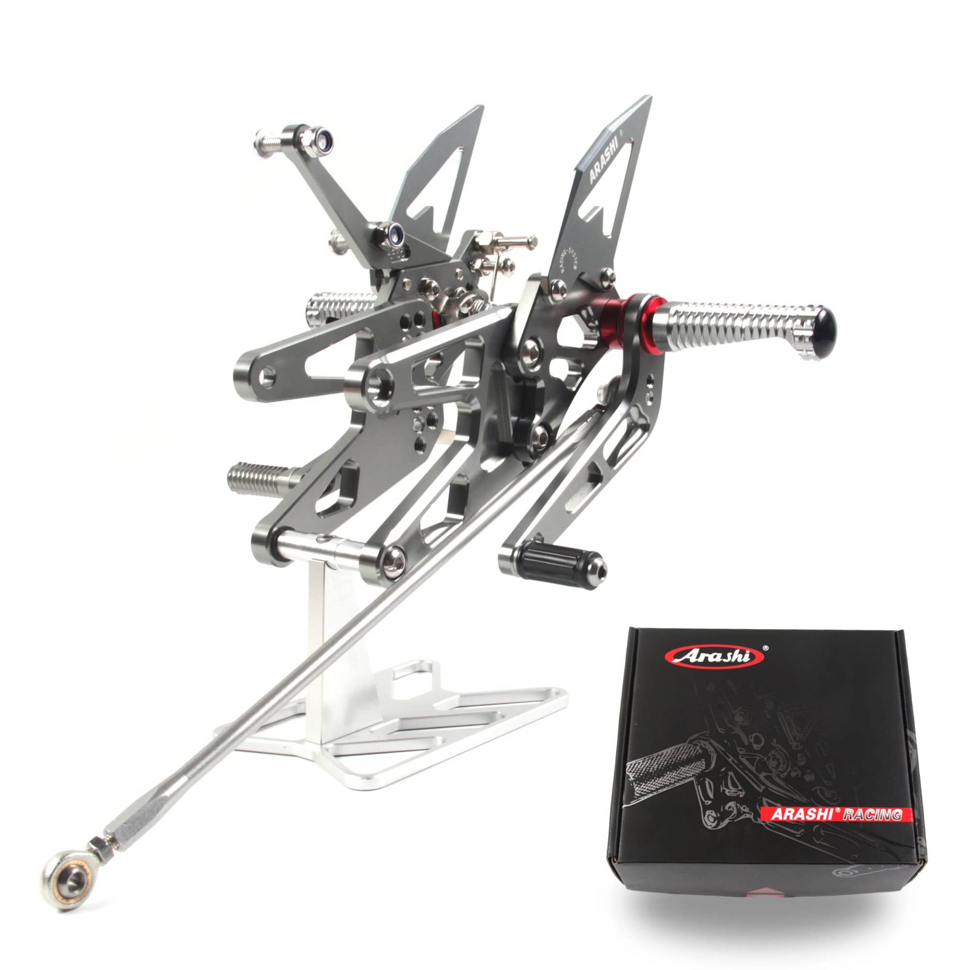 (Version2.0) Verstellbare Rückrasten für YZF R6 2003 2004 2005 Hintere Sets Fußrasten Fußbretter Zubehör Grau 03 04 05 von ArashiMoto