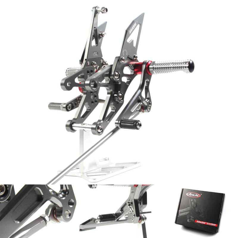 (Version2.0) Verstellbare Rückrastenanlage für YZF R1 2007 2008 Hintere Sets Fußrasten Fußrasten Fußrasten Fußbretter Zubehör YZF-R1 Grau 07 08 von ArashiMoto