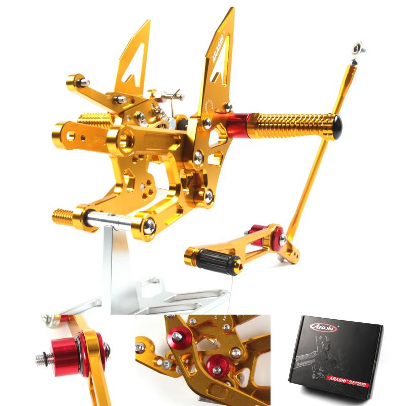 (Version2.0) Verstellbare Rückrastenanlage für YZF R6 2006-2016 Hintere Sets Fußrasten Fußrasten Fußrasten Fußbretter Zubehör Gold 2007 2008 2009 2010 2011 2012 2013 2014 2015 von ArashiMoto