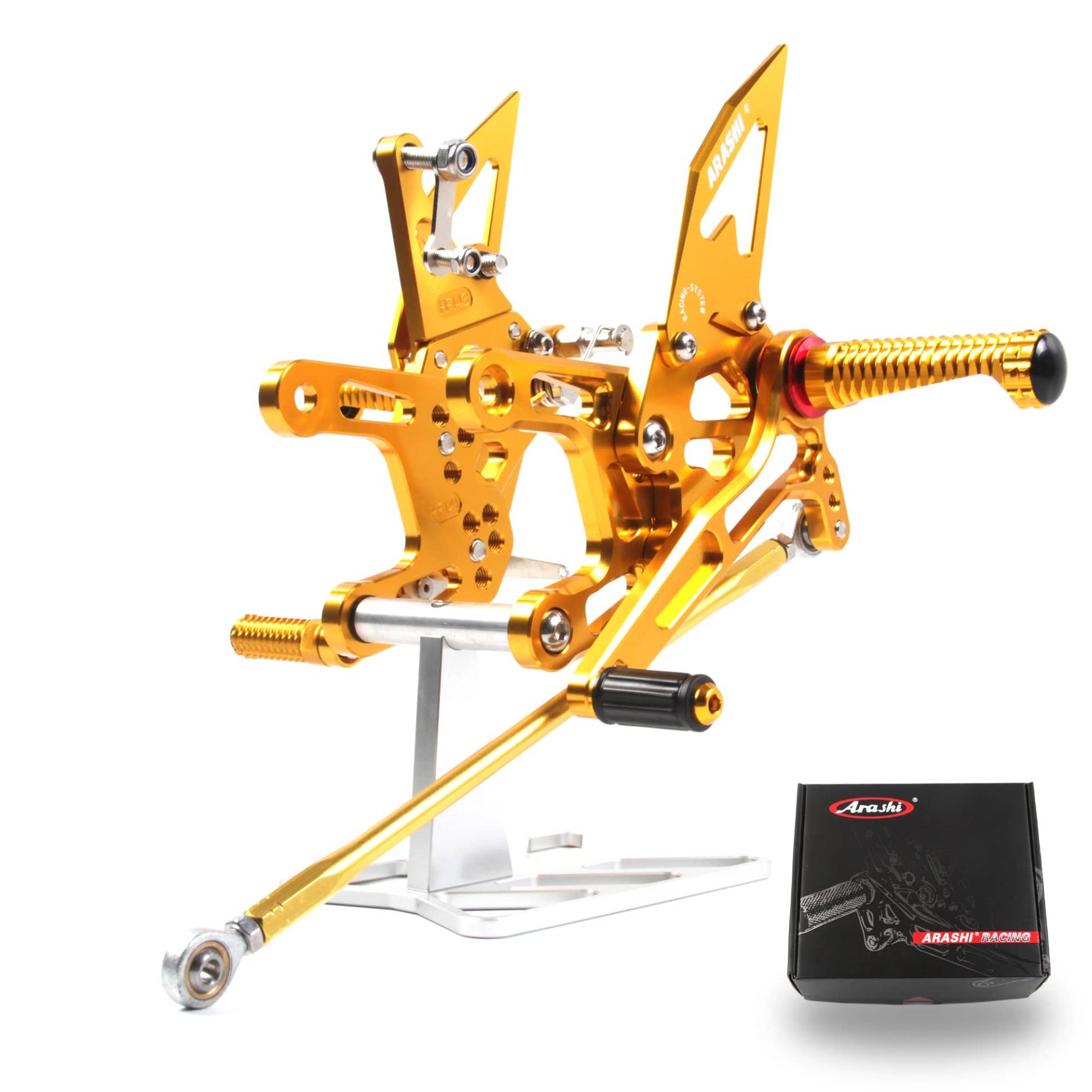 V2.0 verstellbare Rückrastenanlagen, kompatibel mit Kawasaki Ninja ZX10R ZX1000 2016–2020 ABS inklusive Standardschaltung, Gold V2.0 verstellbare Rückrastenanlagen, kompatibel mit Kawasaki Ninja ZX10R ZX1000 2016–2020 ABS inklusive Standardschaltung, Gold von ArashiMoto