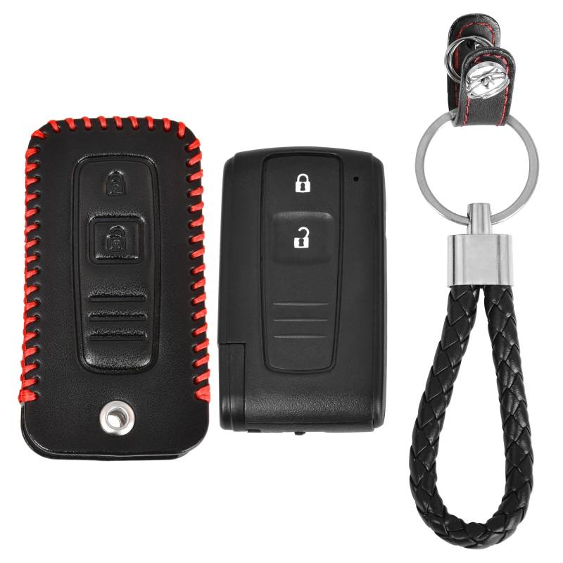 Arcets Schlüssel Gehäuse mit Lederhülle kompatibel mit Toyota Prius Corolla Verso Camry Ersatzgehäuse für 3 Tasten Fernbedienung Keyless von Arcets