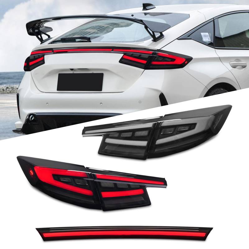 Archaic Rückleuchten kompatibel mit 11th Gen Honda Civic 2022-2025 Hatchback Type-R FL1 FL2 FL4 FL5,Animation DRL von Archaic