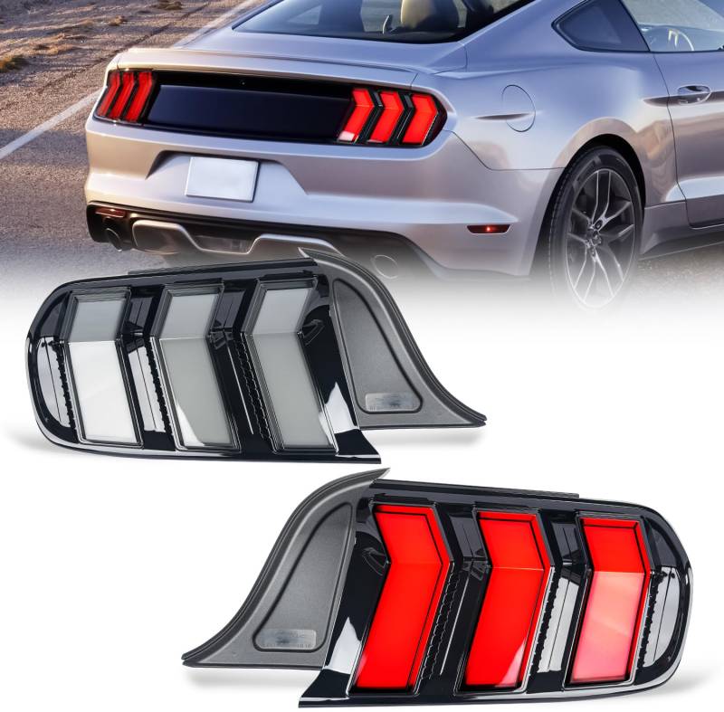 Archaic Rückleuchten kompatibel mit Ford Mustang 2015-2023,Animation DRL,mit E-Prüfzeichen, Paar von Archaic