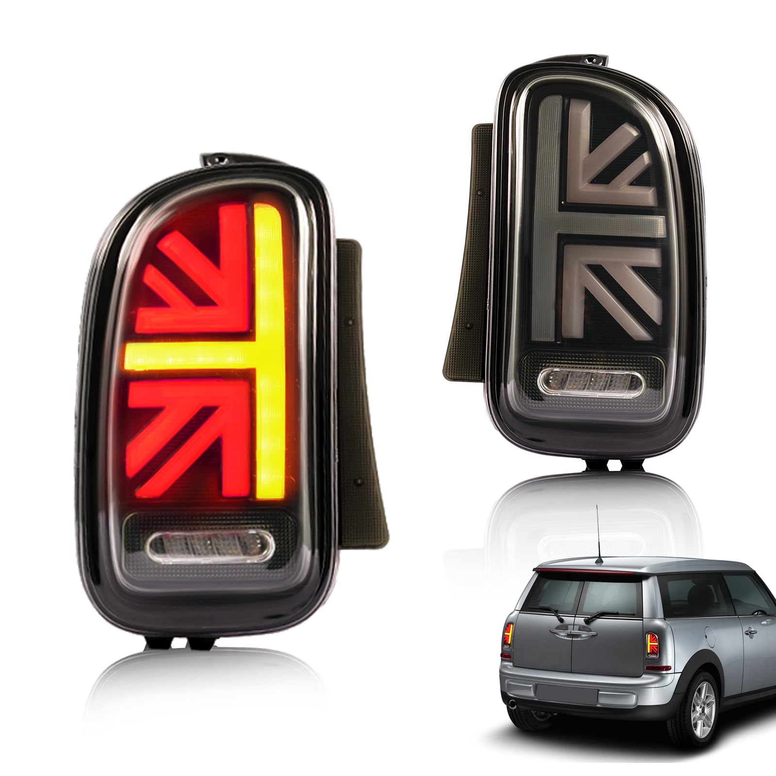 Archaic Rückleuchten kompatibel mit Mini Clubman/Clubvan R55 2007–2014, mit Animation DRL,mit E-Prüfzeichen, Paar von Archaic